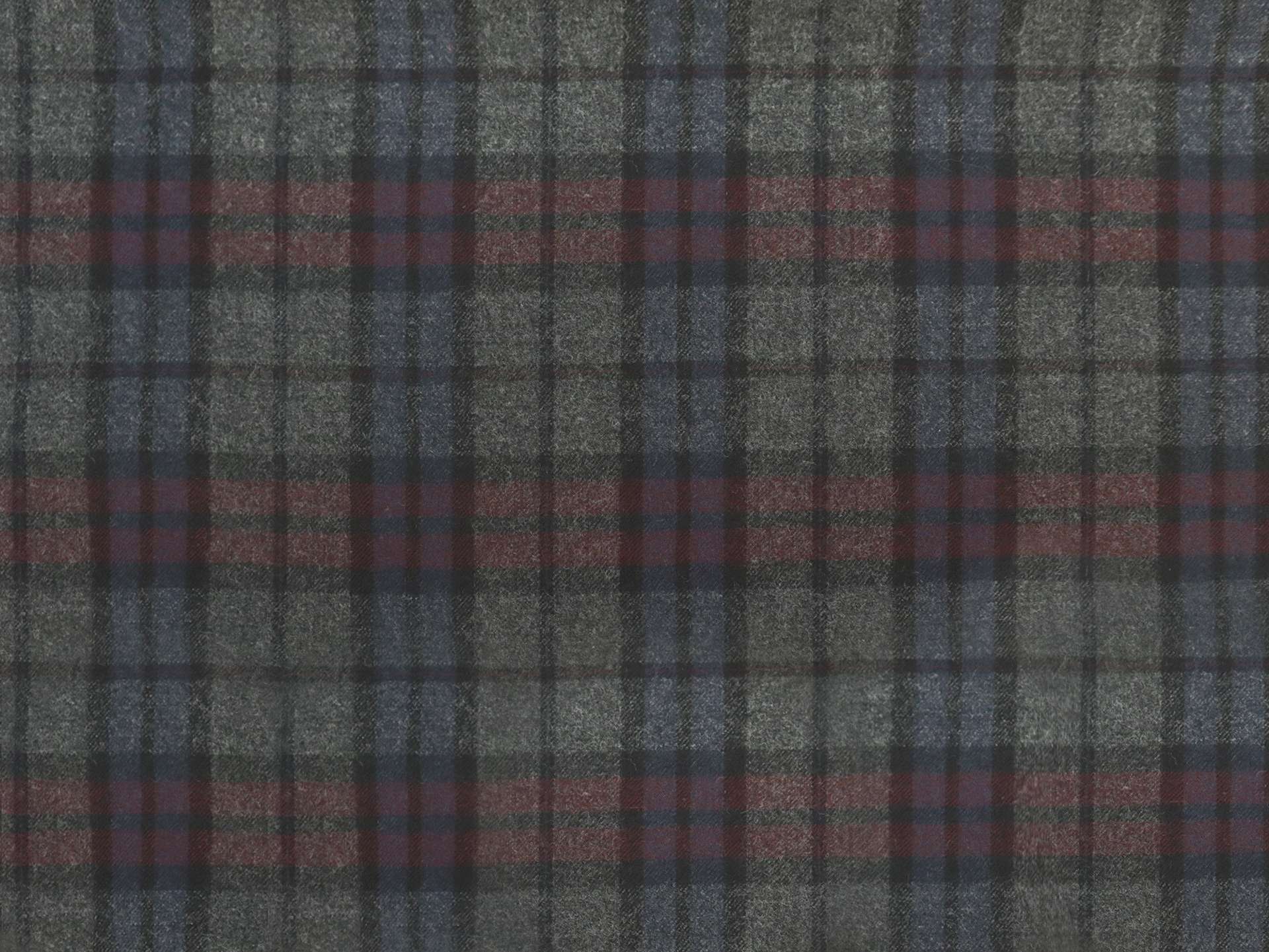 Italian Wool Twill Plaid Suiting in Charcoal Navy