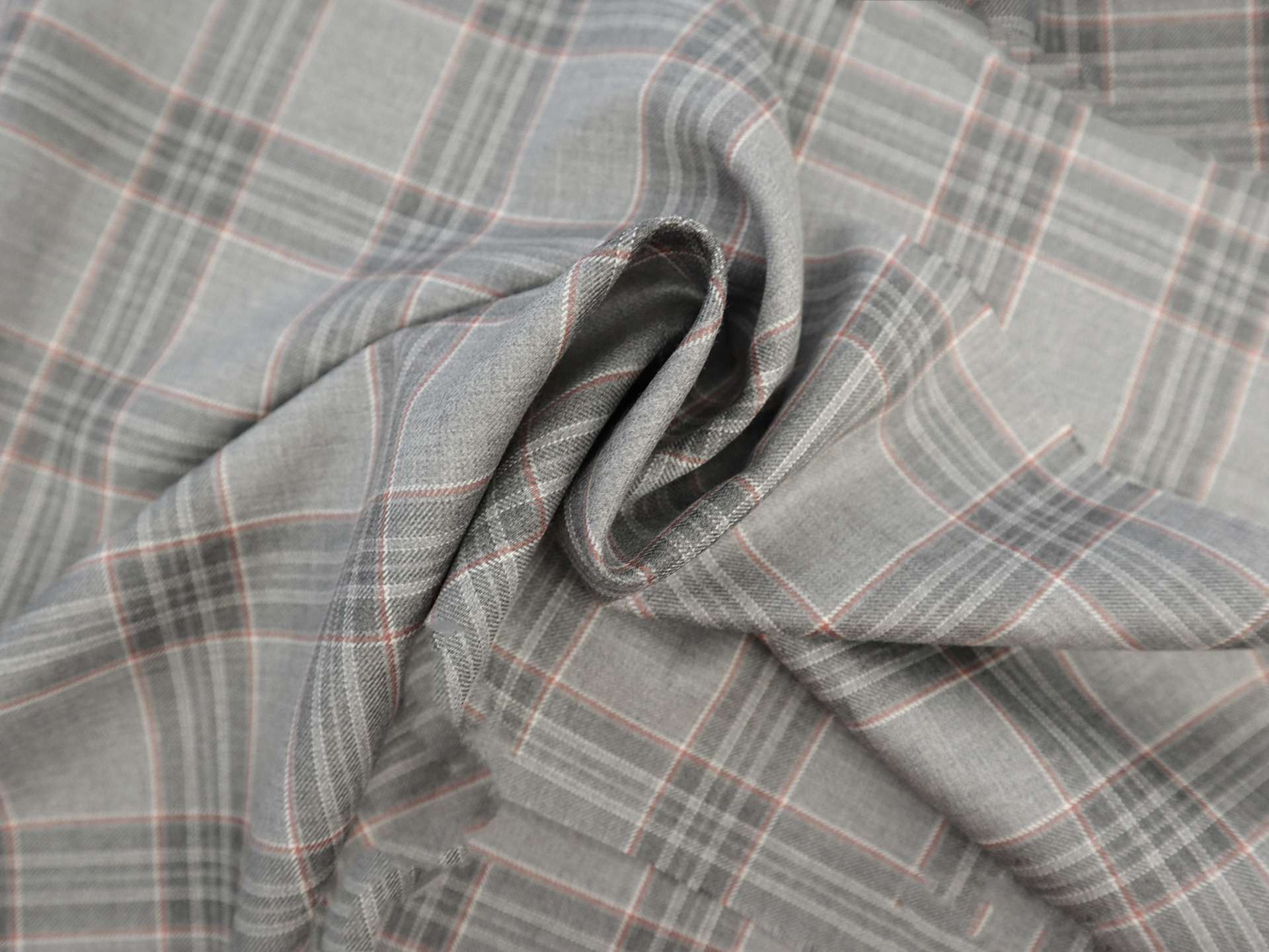 Italian Wool Super 130's Plaid Suiting in Grey