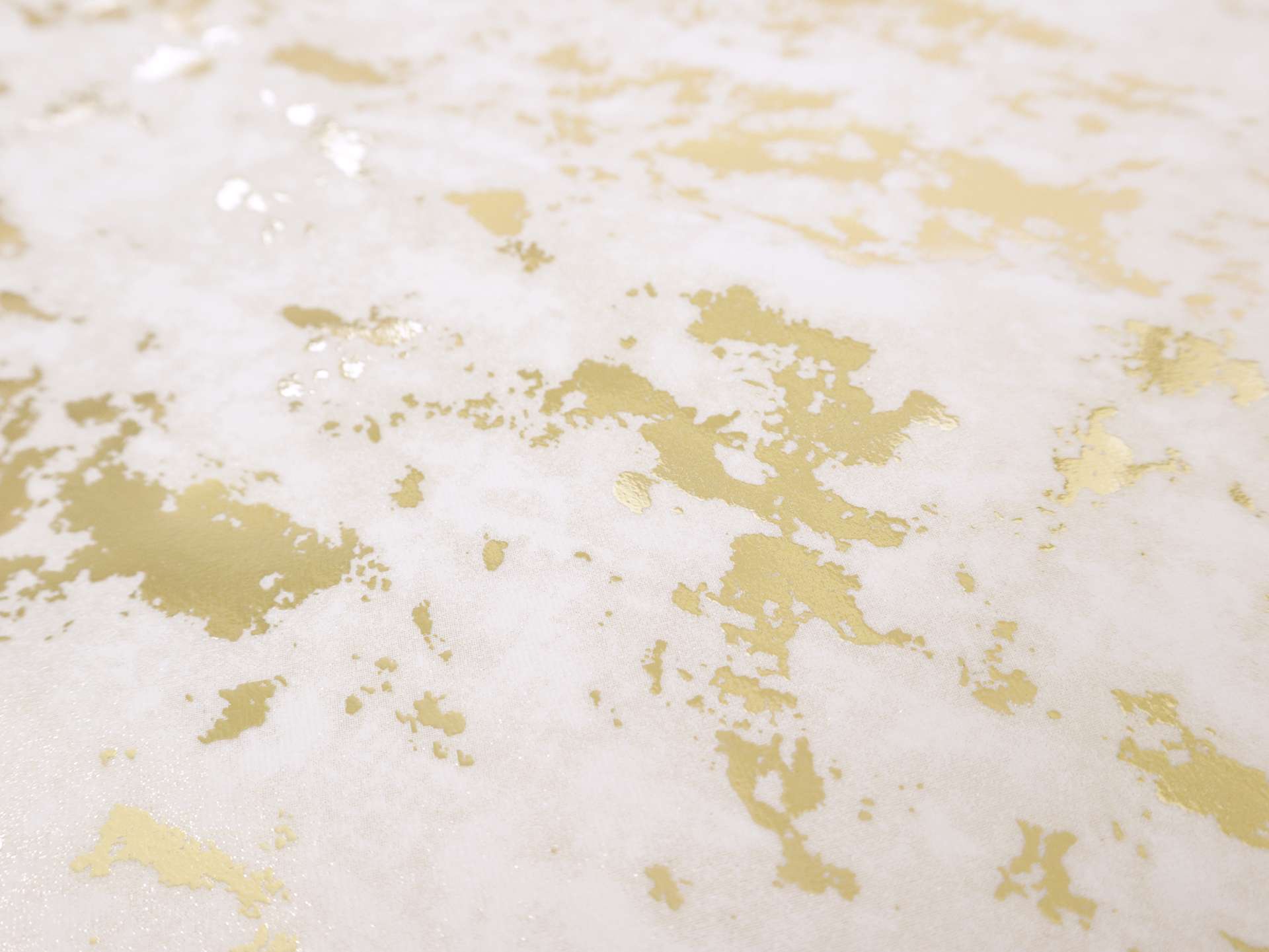 Metallic Foil-Brushed Cotton in White and Gold