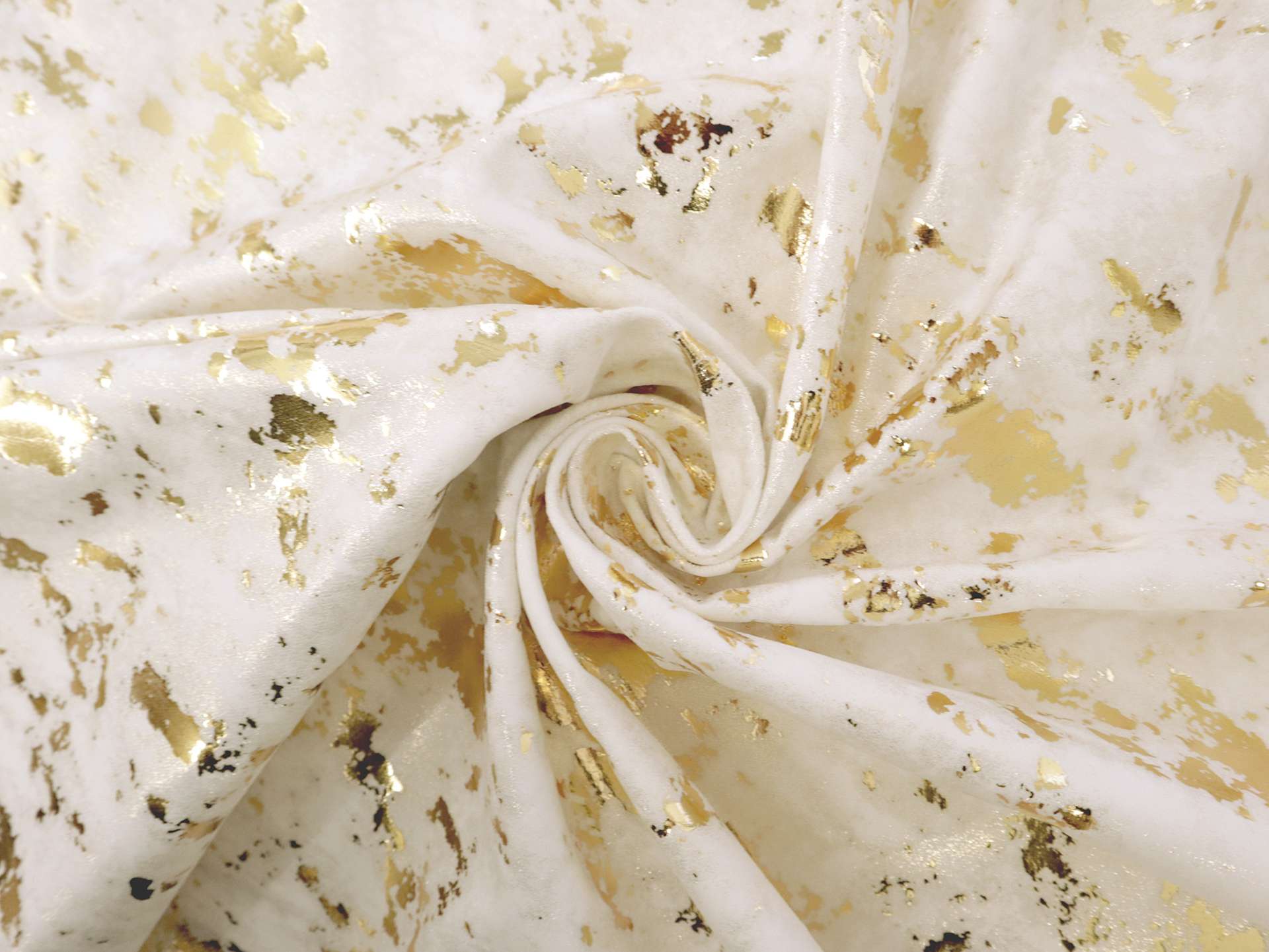 Metallic Foil-Brushed Cotton in White and Gold