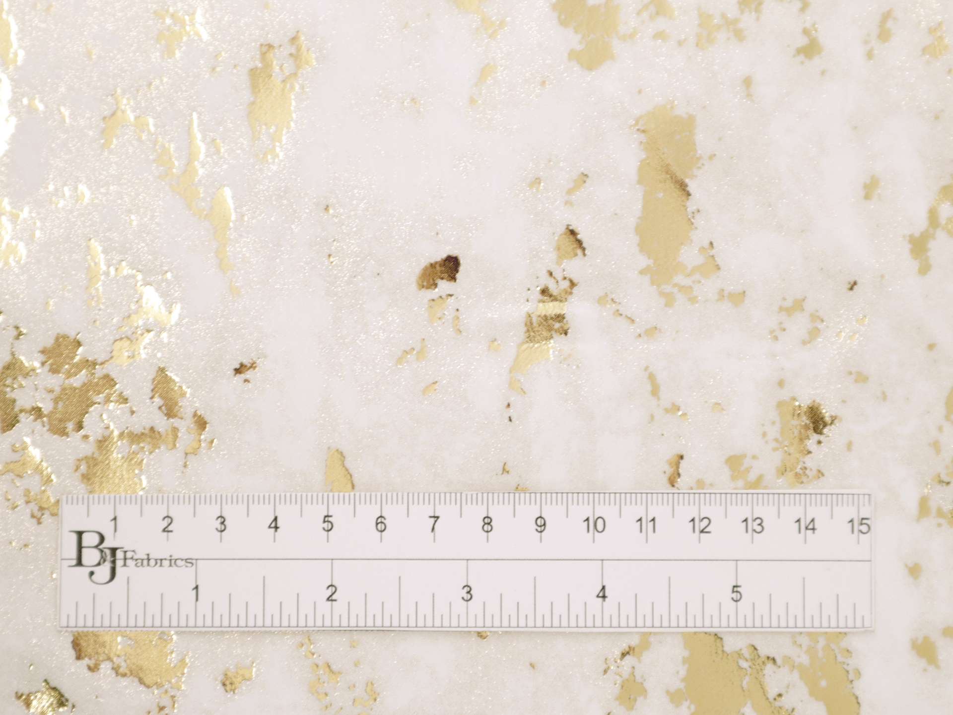 Metallic Foil-Brushed Cotton in White and Gold