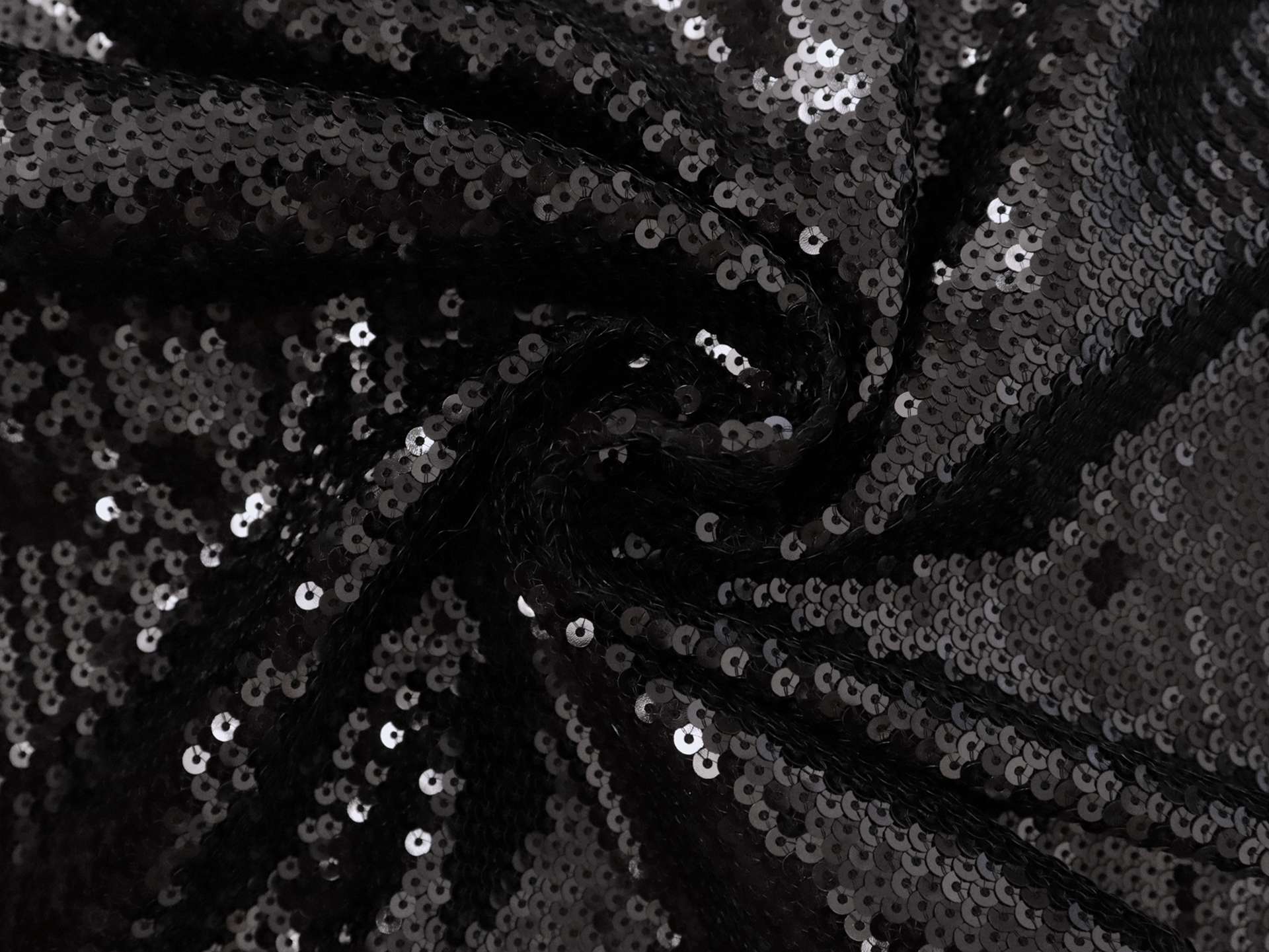 Fish Scale Sequins on Tulle in Black