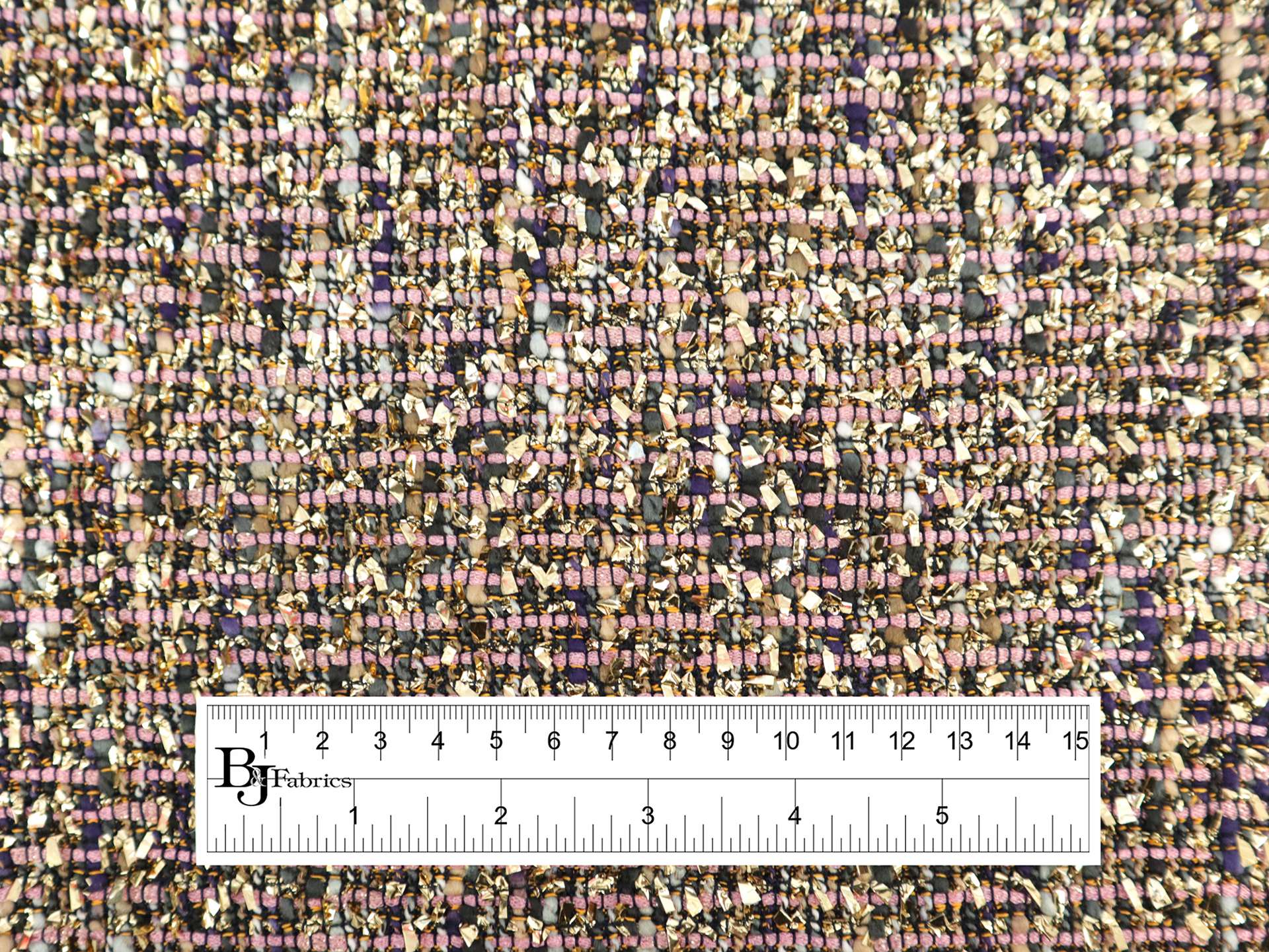 Couture Metallic Viscose Blend Tweed in Pink & Gold
