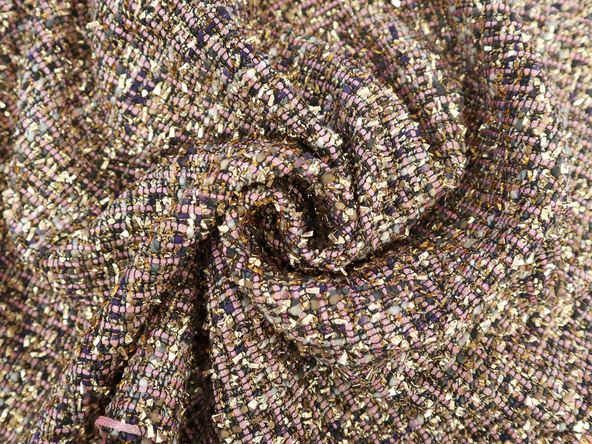 Couture Metallic Viscose Blend Tweed in Pink & Gold