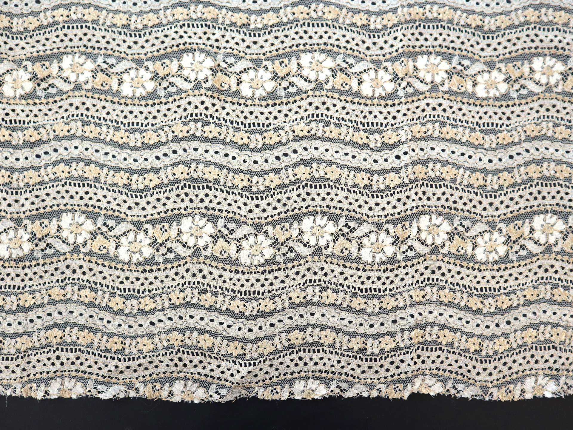 Metallic Lace with Floral Stripe Pattern in Silver & Gold