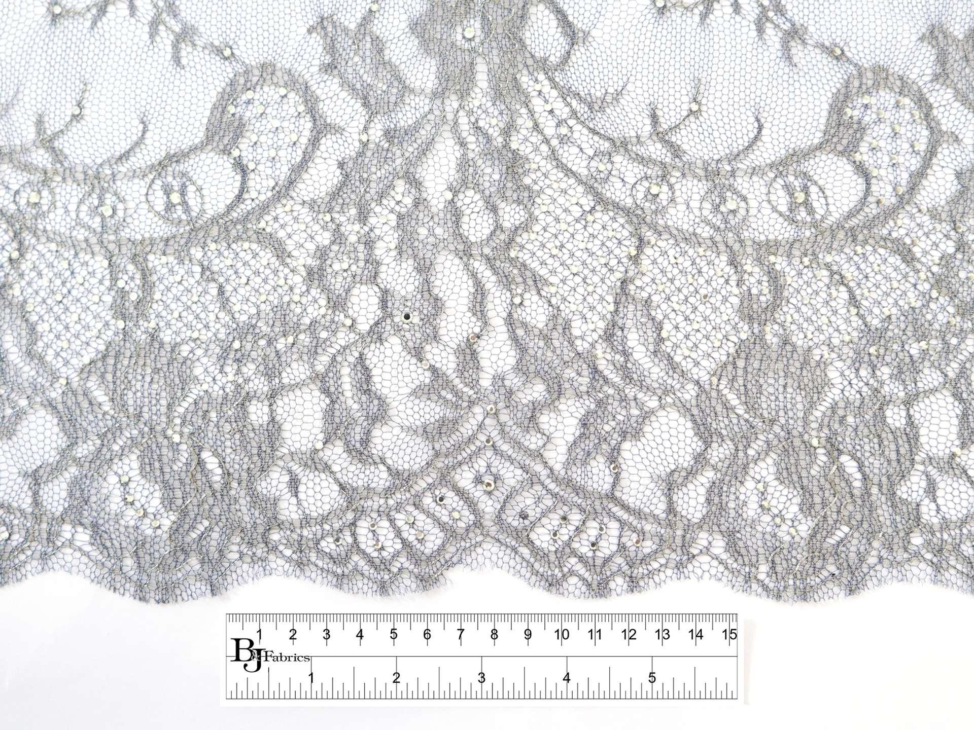 Metallic Chantilly Lace with Floral Filigree in Gold and Teal