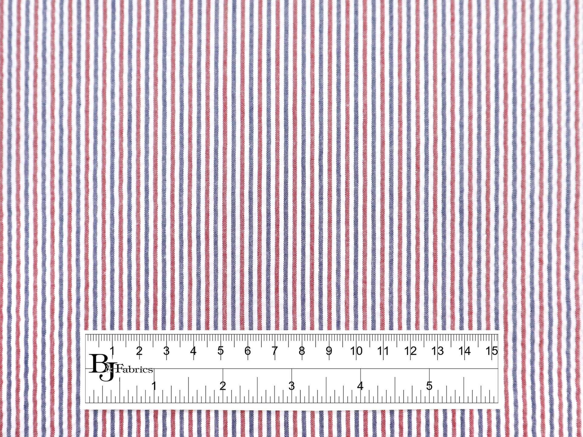 Cotton & Poly Seersucker Stripe in Americana 