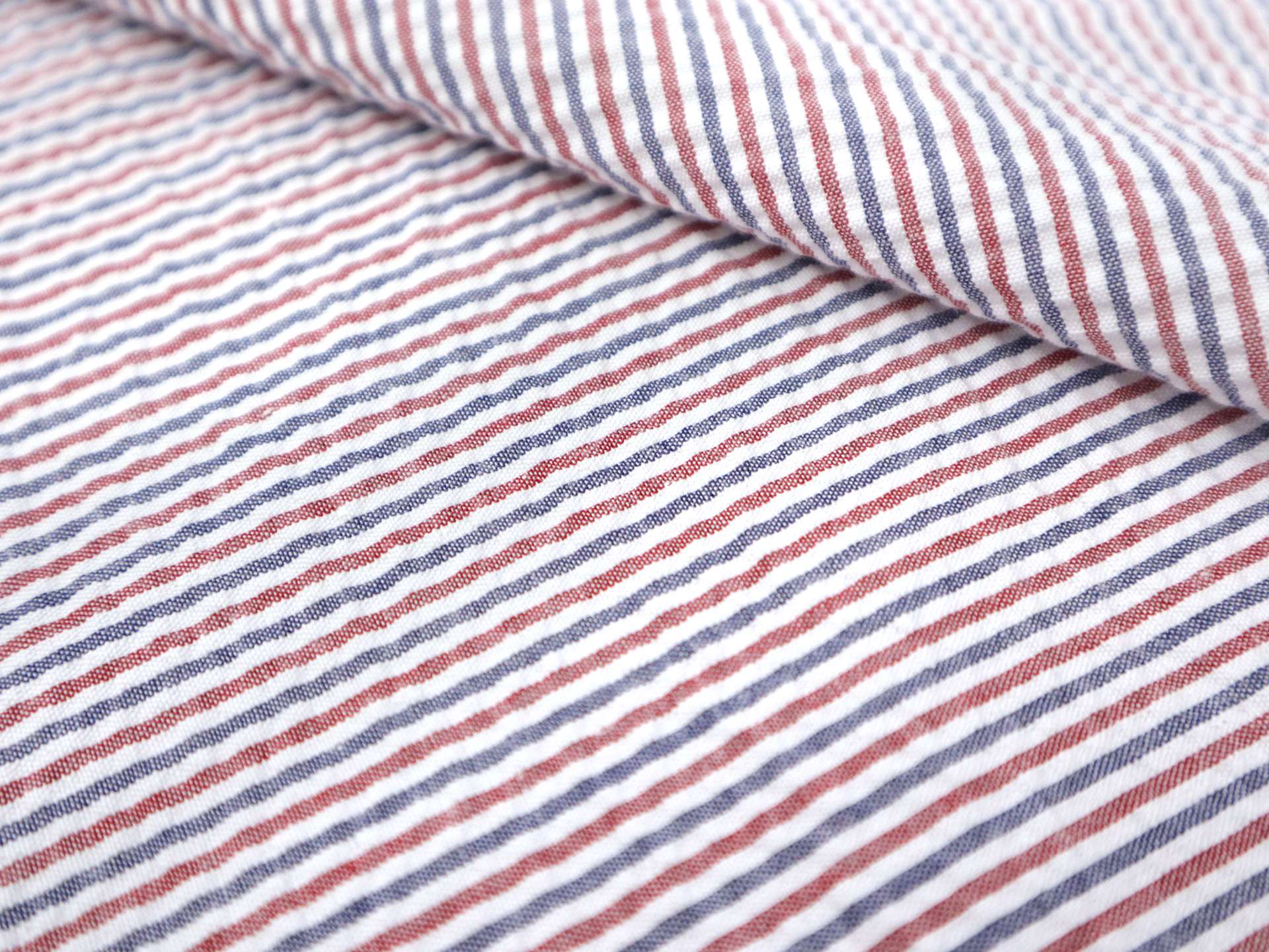 Cotton & Poly Seersucker Stripe in Americana 