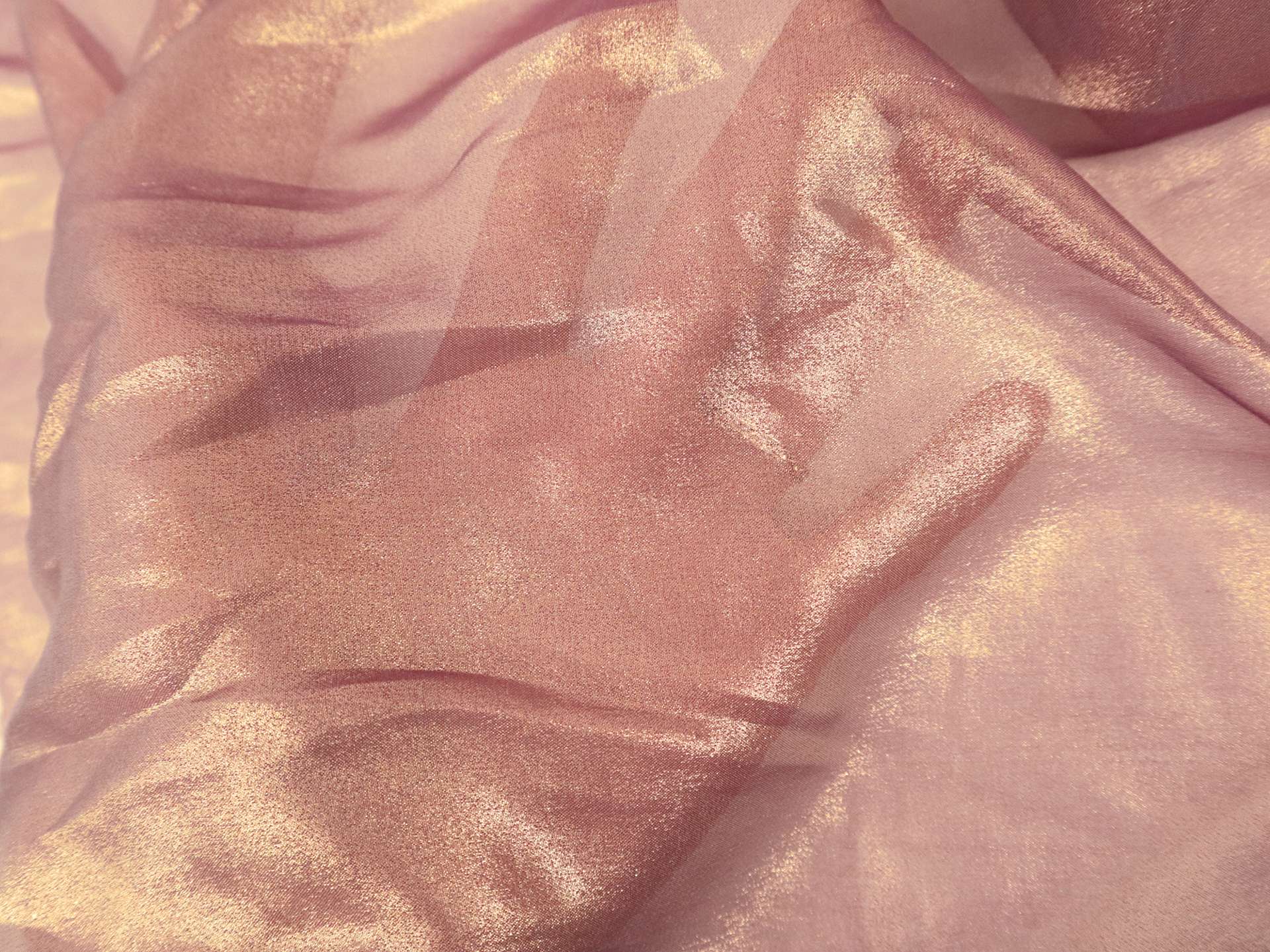 Metallic Coated Chiffon in Thistle and Gold
