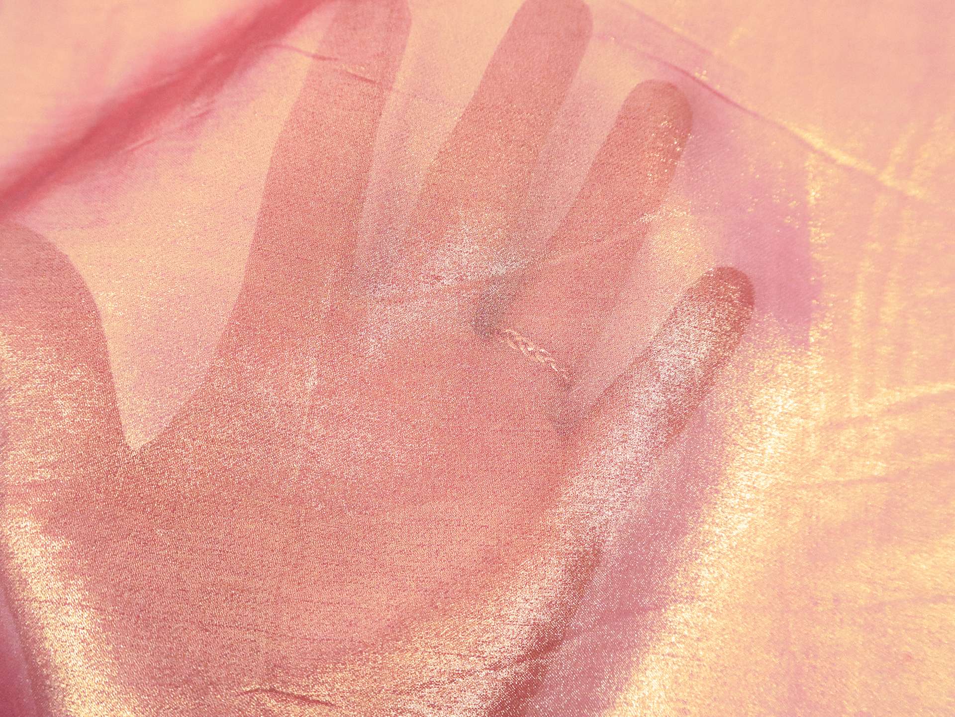 Metallic Coated Silk Chiffon in Berry & Gold