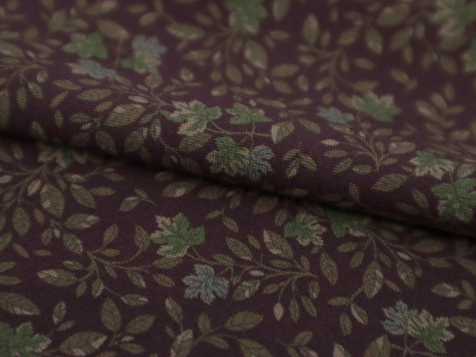 Printed Viscose Challis with Leaf Pattern