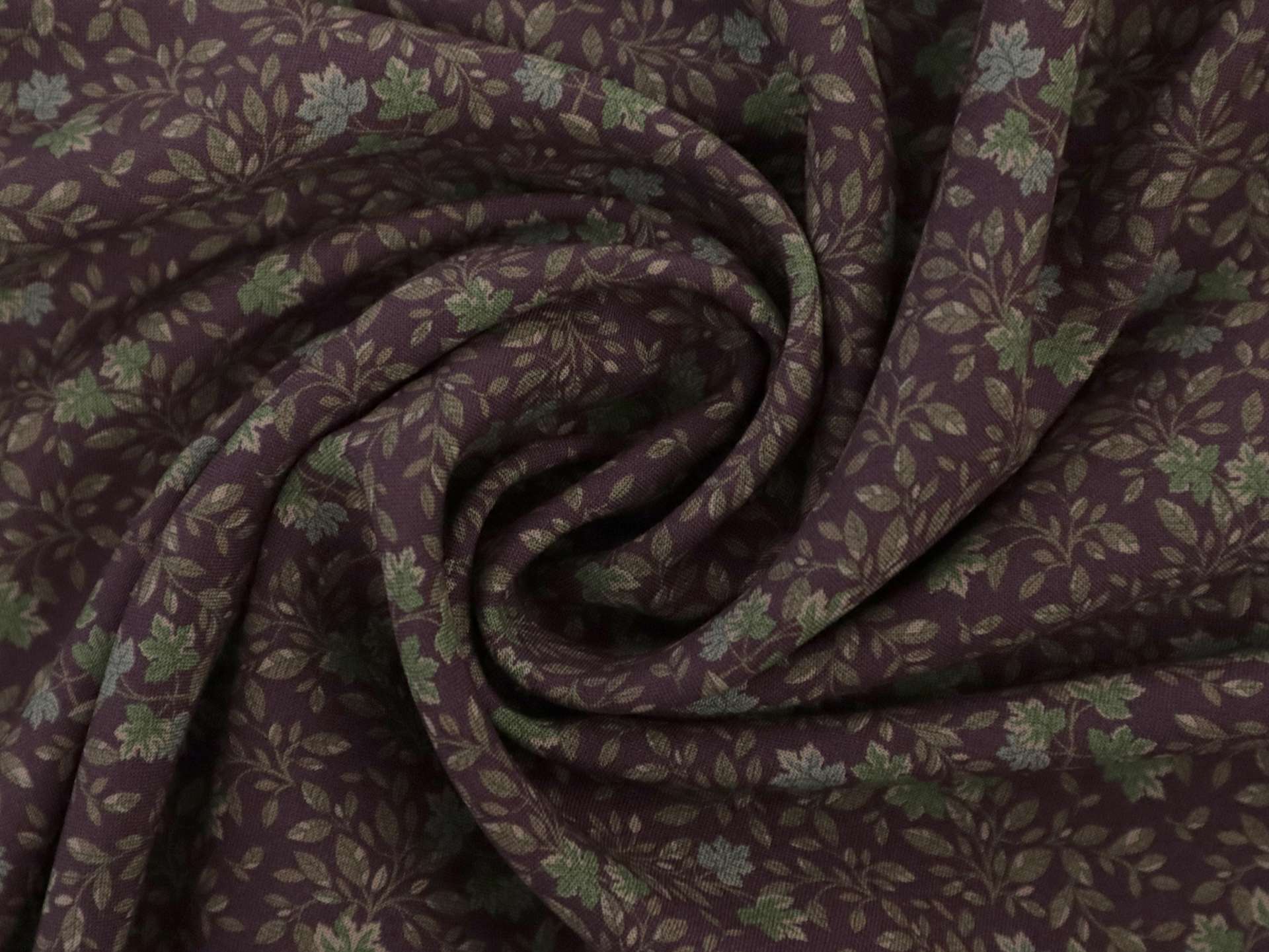 Printed Viscose Challis with Leaf Pattern