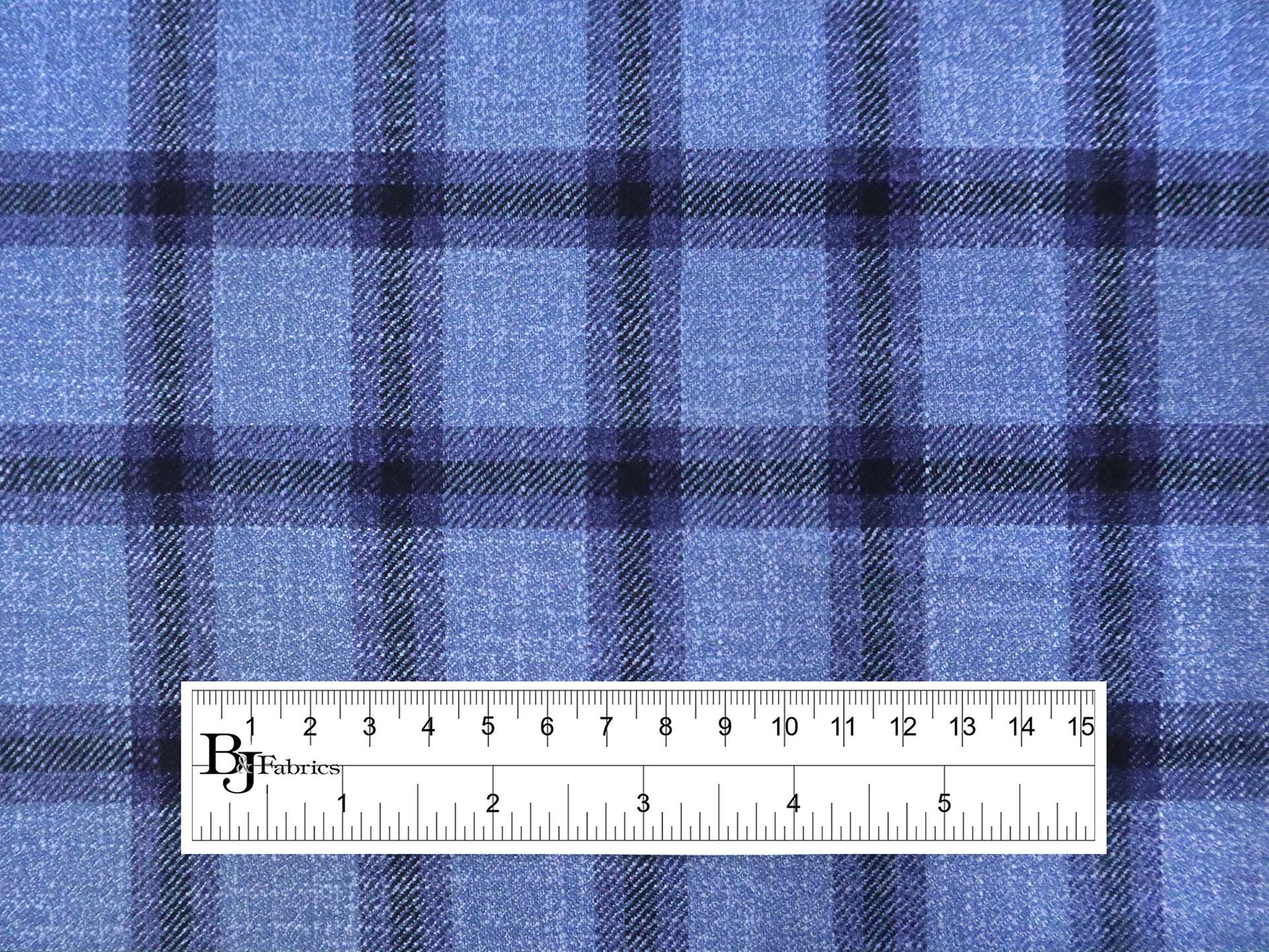 Italian Wool Bamboo Blend Plaid Suiting in Cool Blue
