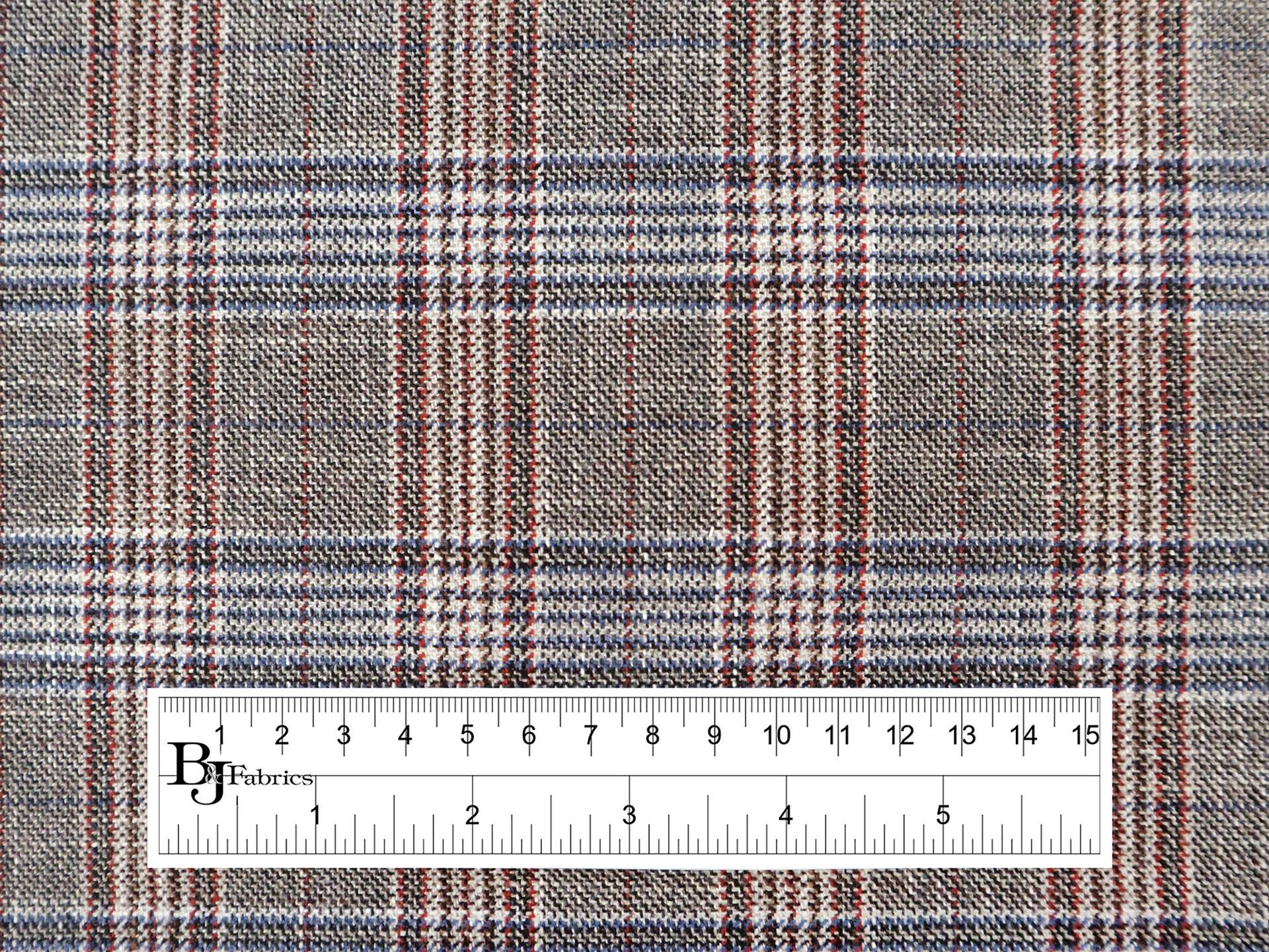 Italian Wool Bamboo Blend Plaid Suiting in Red Blue