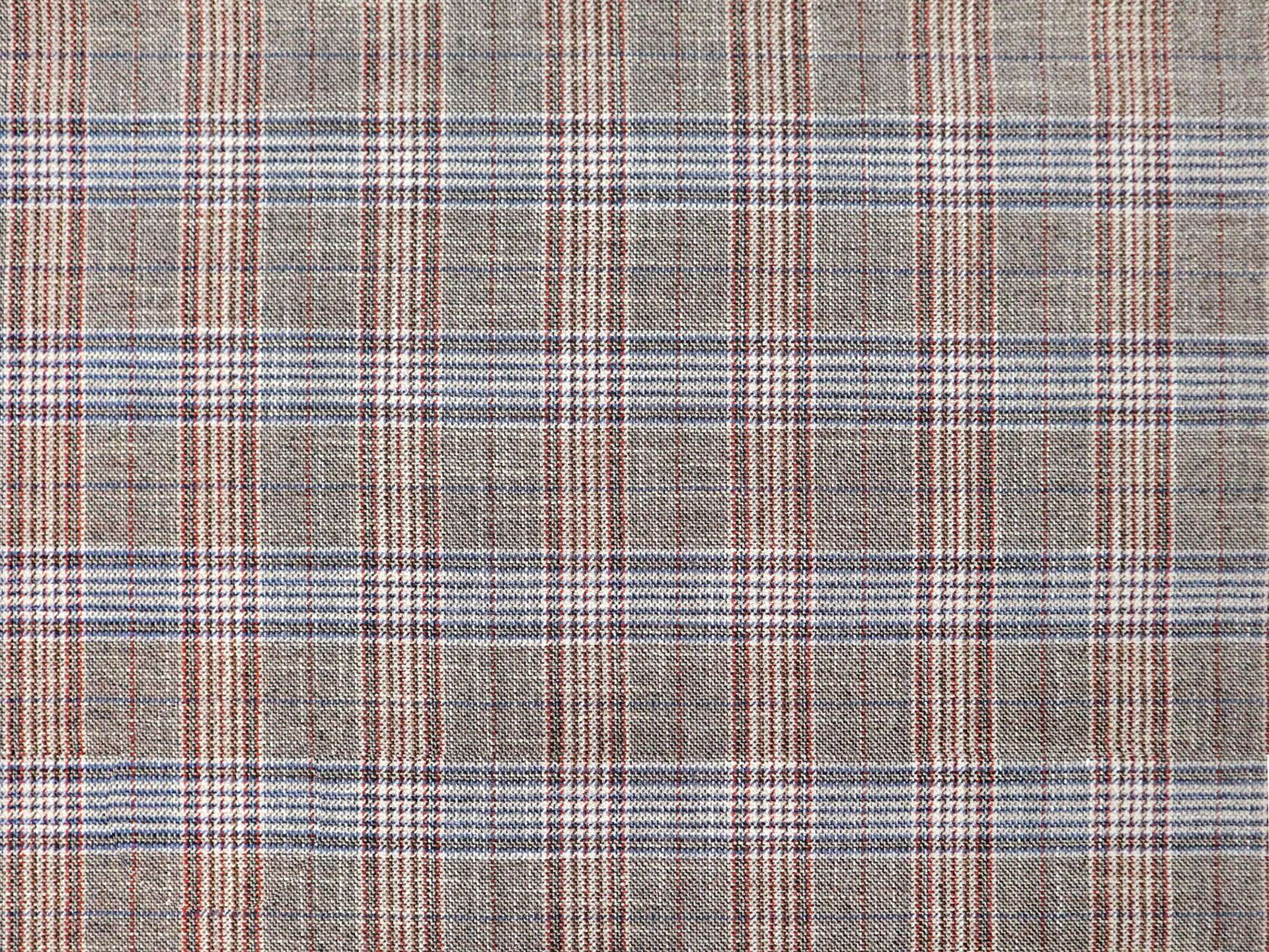 Italian Wool Bamboo Blend Plaid Suiting in Red Blue