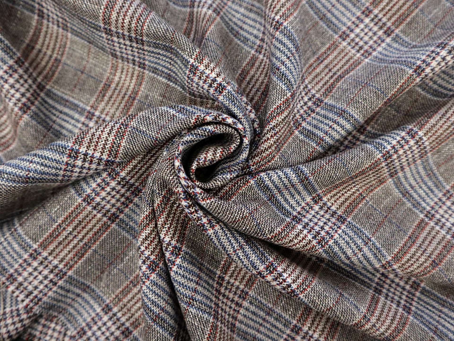 Italian Wool Bamboo Blend Plaid Suiting in Red Blue