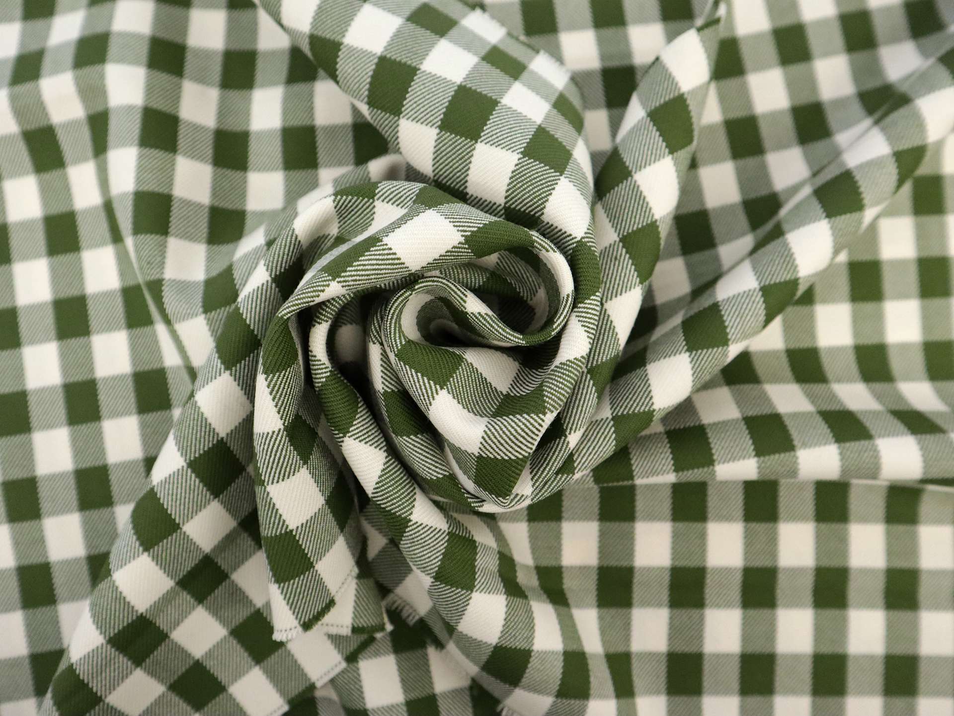 Italian Wool Shepherd's Check Suiting in Olive