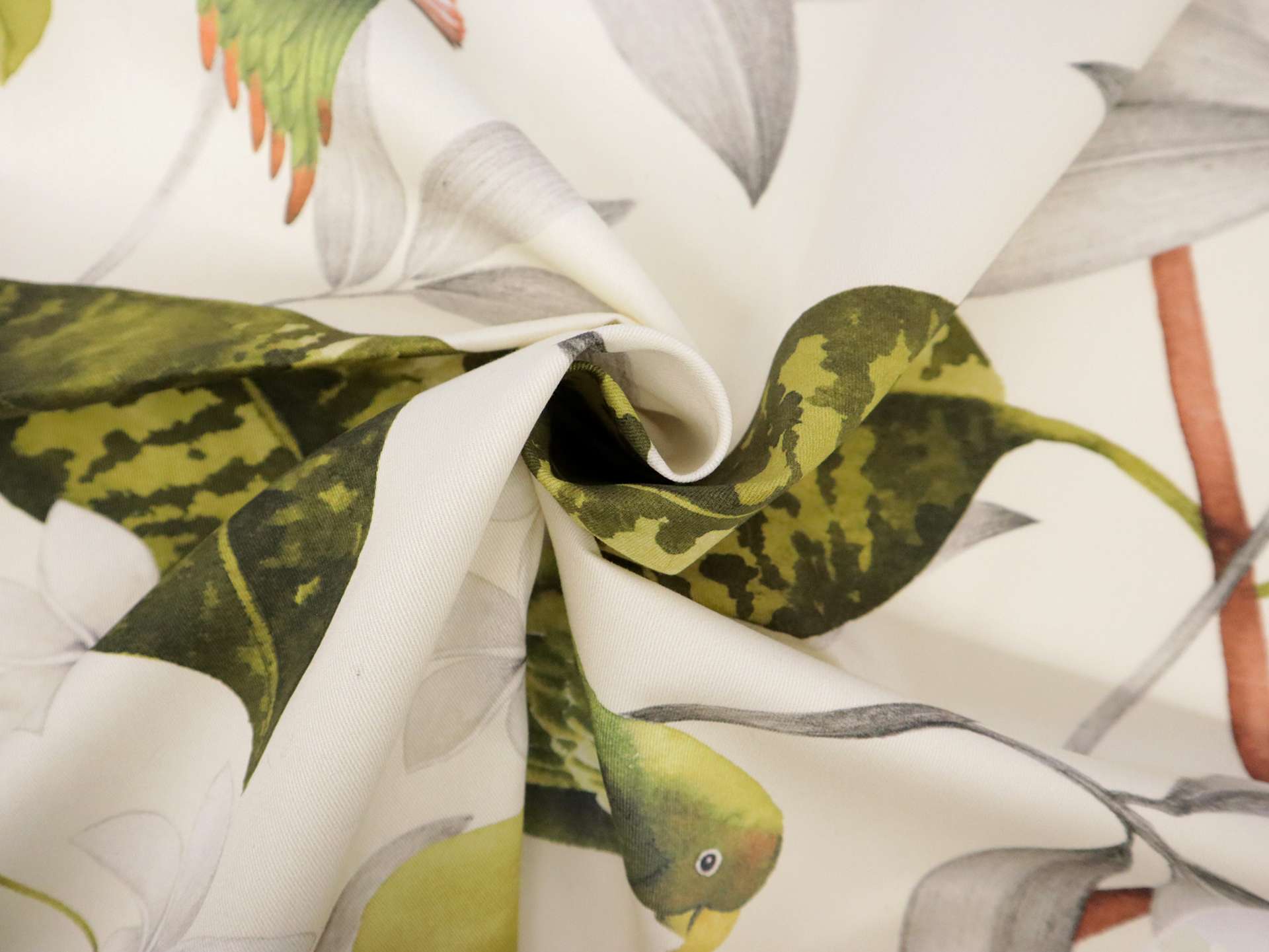 Cotton Twill with Conure Parrots Print