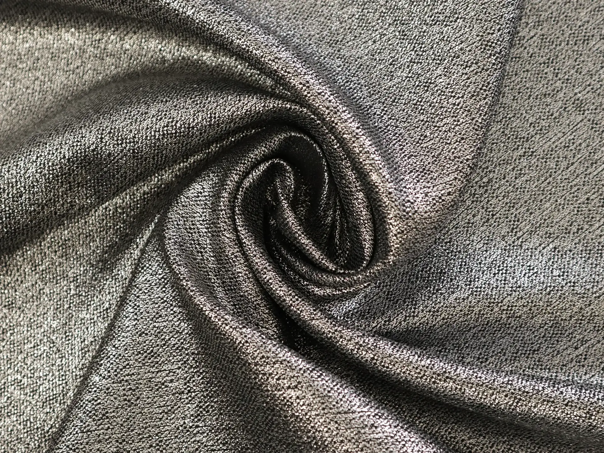 Metallic Polyester Crepe in Gunmetal