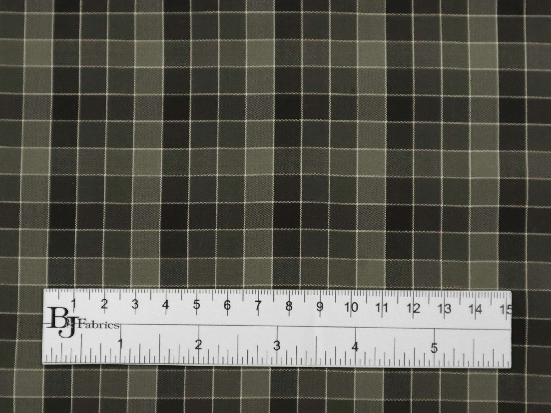 Silk Shirting with Check Pattern in Grey and Midnight Green