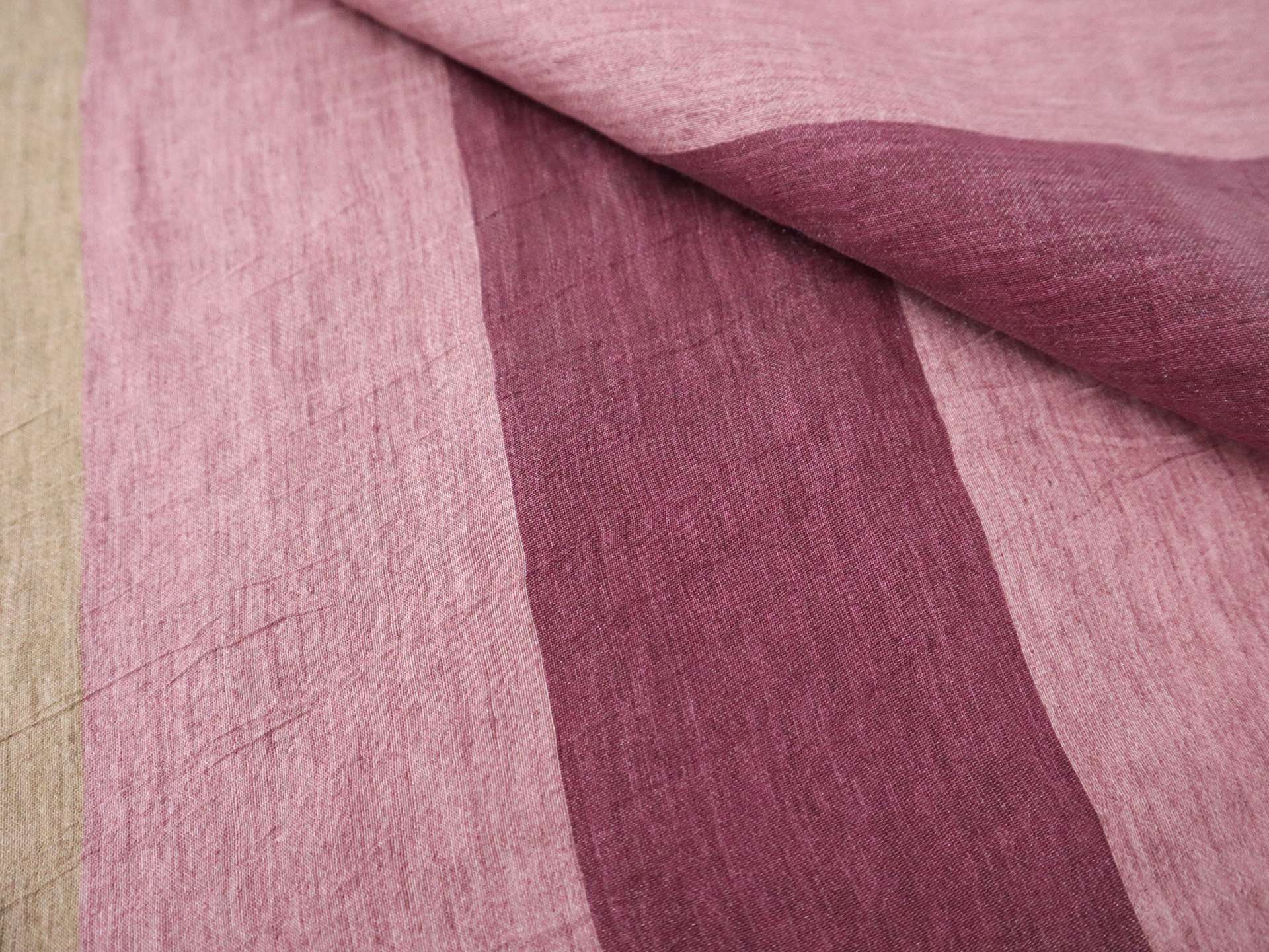 Linen Bayadère Stripe in Mauve & Purple