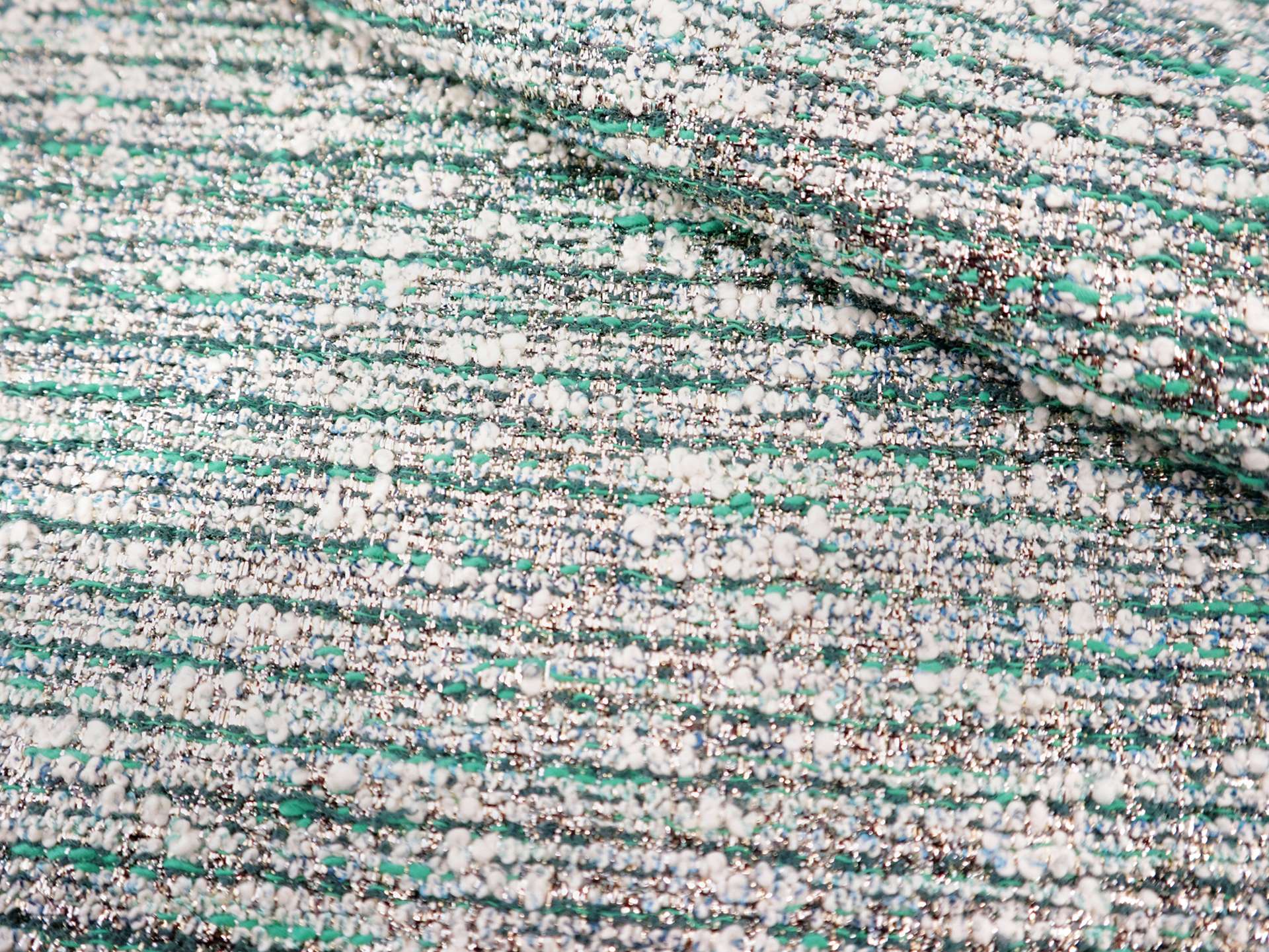 Metallic Cotton Blend Tweed in Jade
