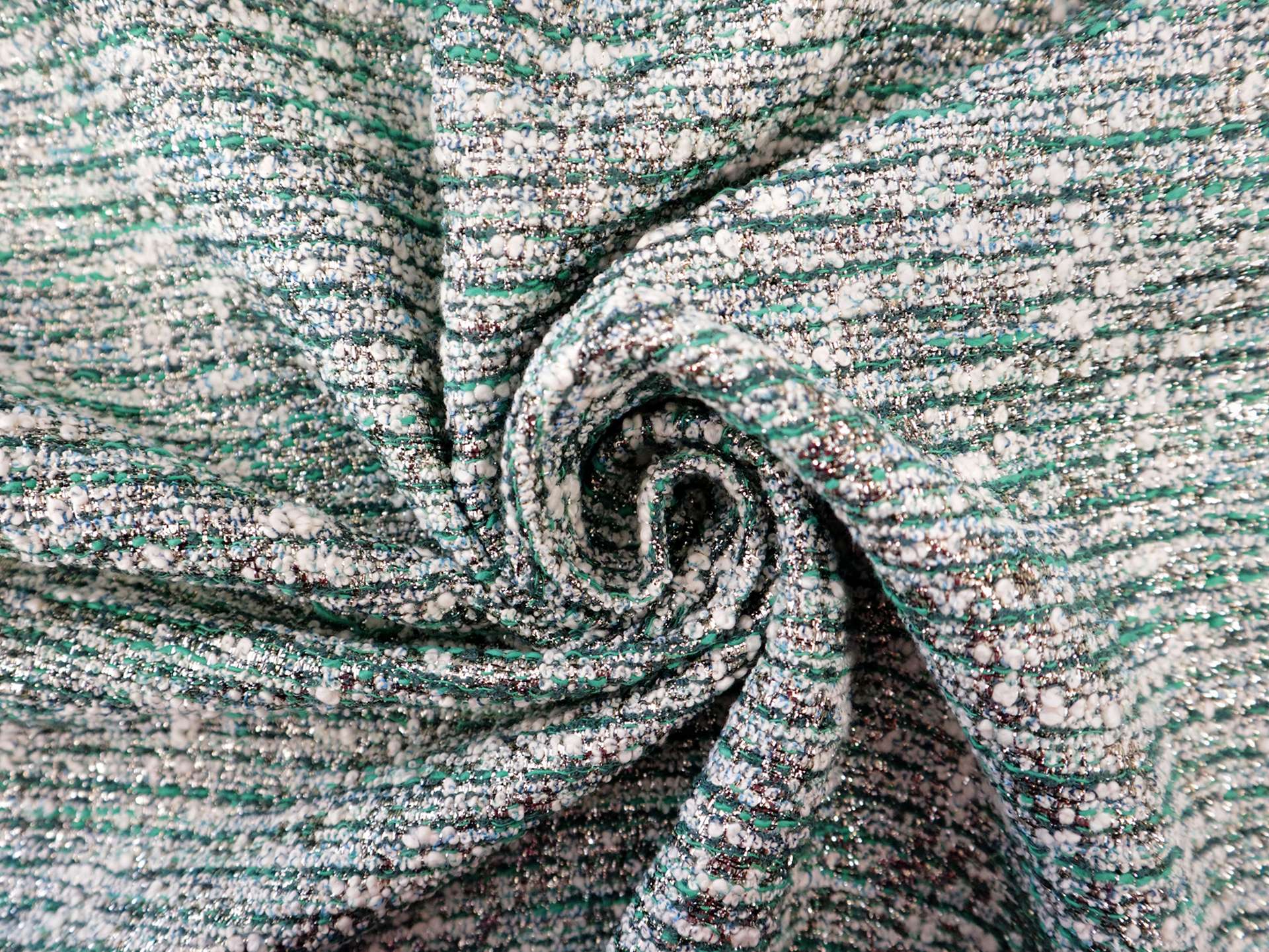 Metallic Cotton Blend Tweed in Jade
