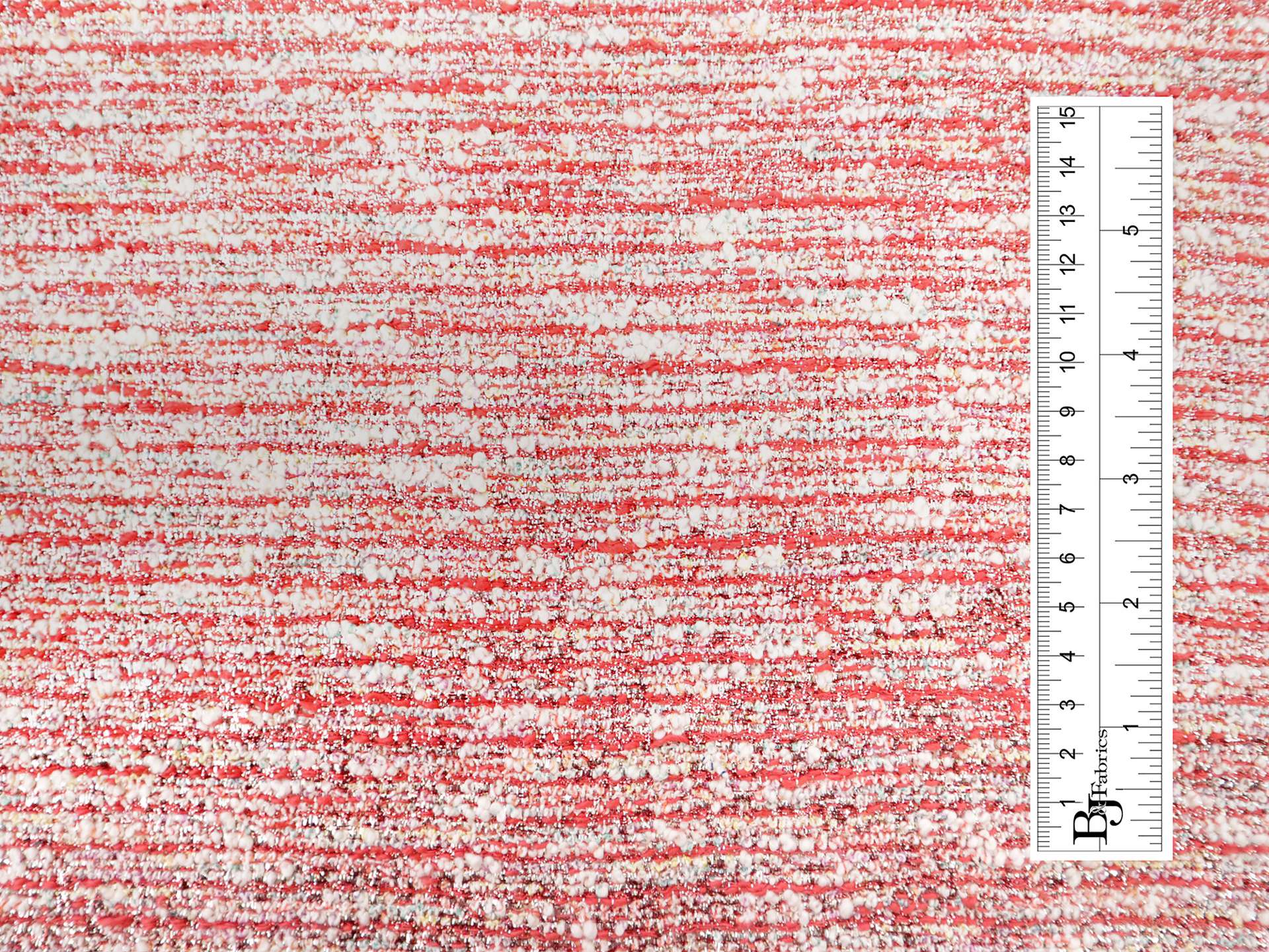 Metallic Cotton Blend Tweed in Coral