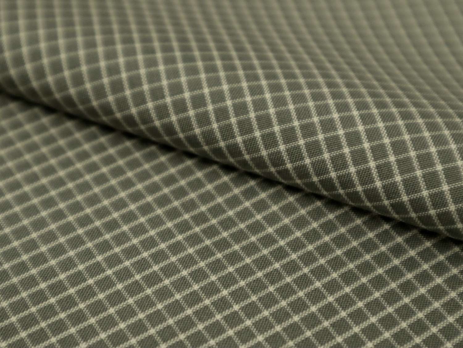 Silk Shirting with Check Pattern in Grey and White
