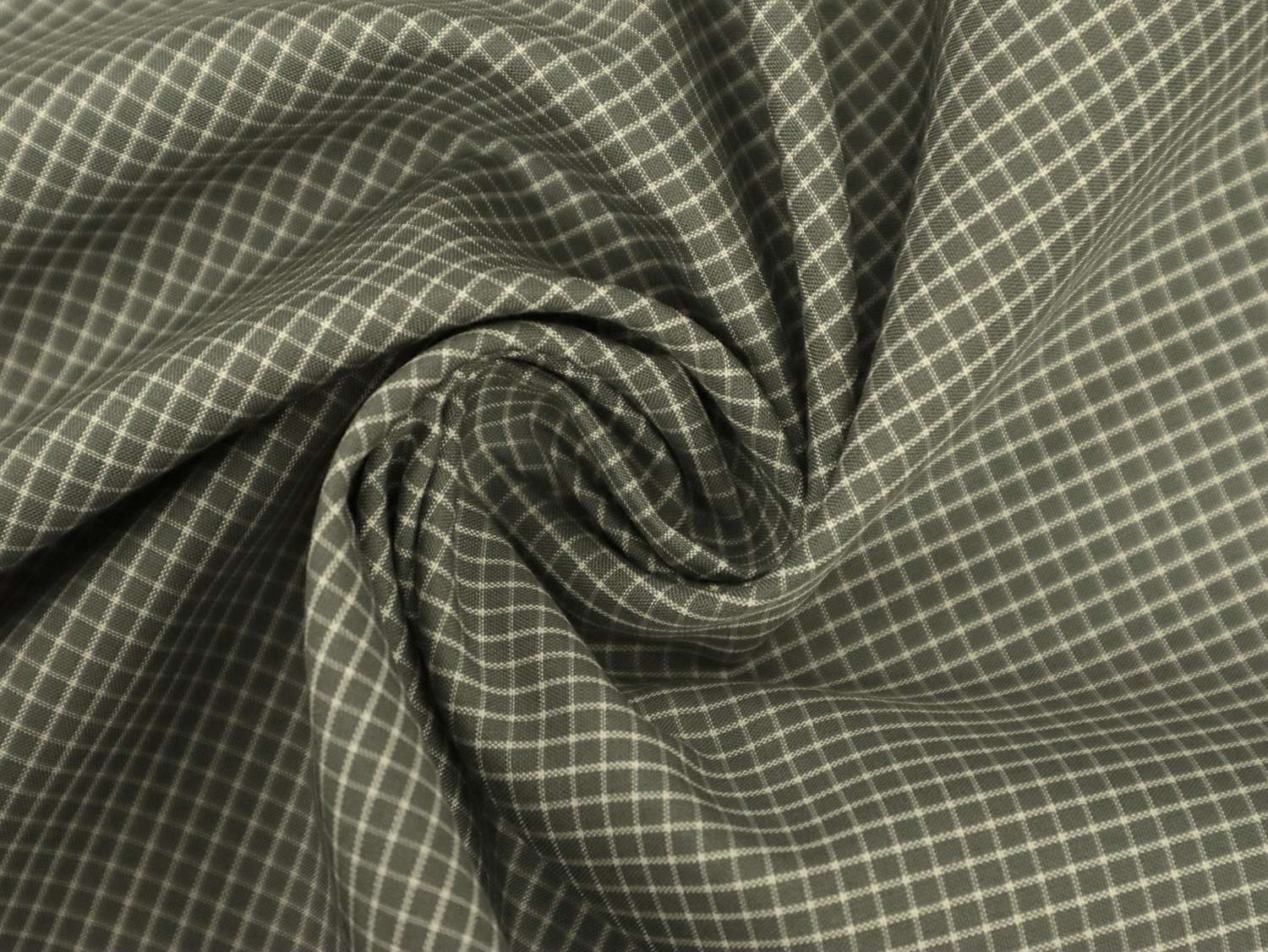 Silk Shirting with Check Pattern in Grey and White