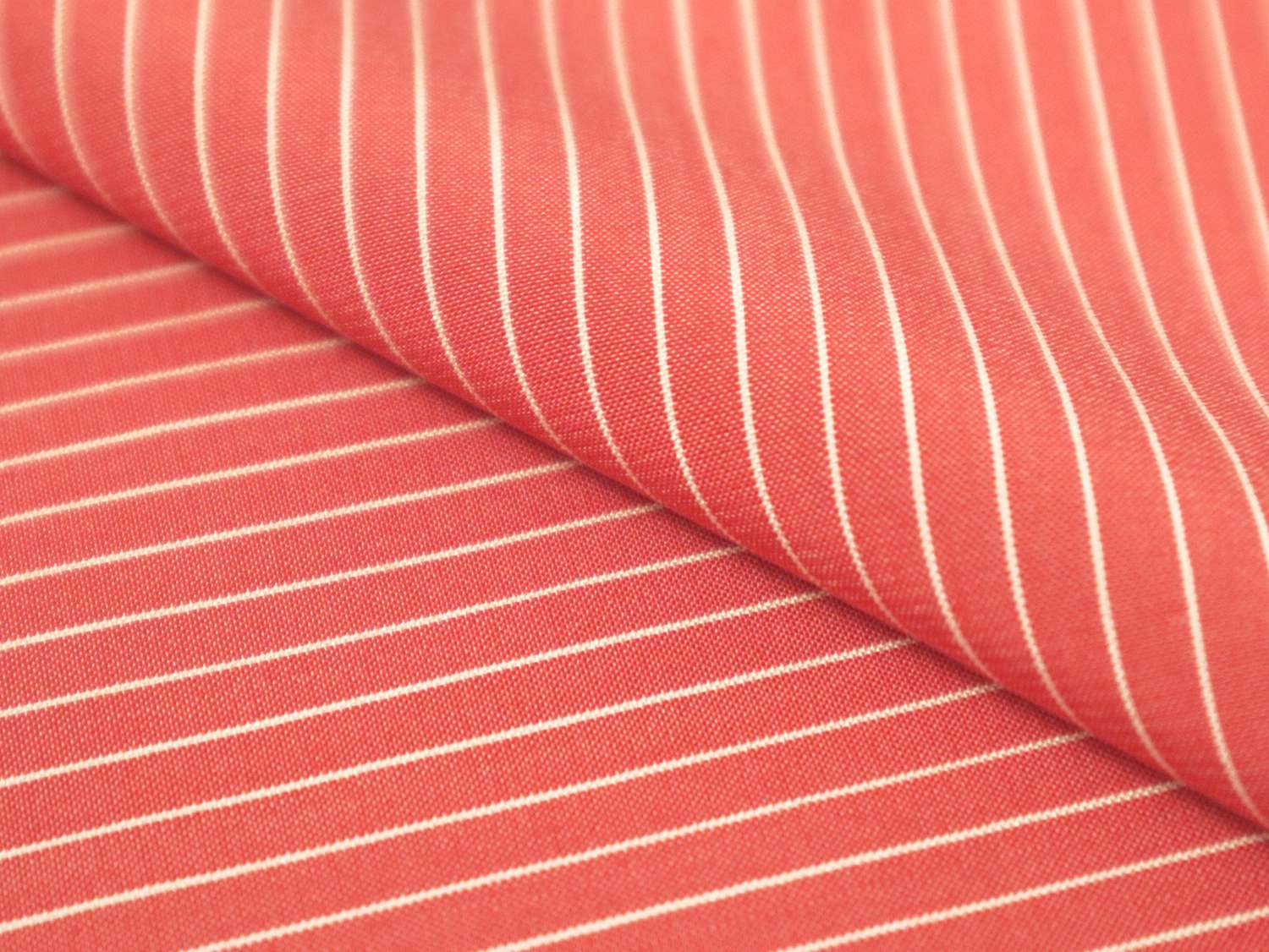 Silk Shirting in Red with White Stripes