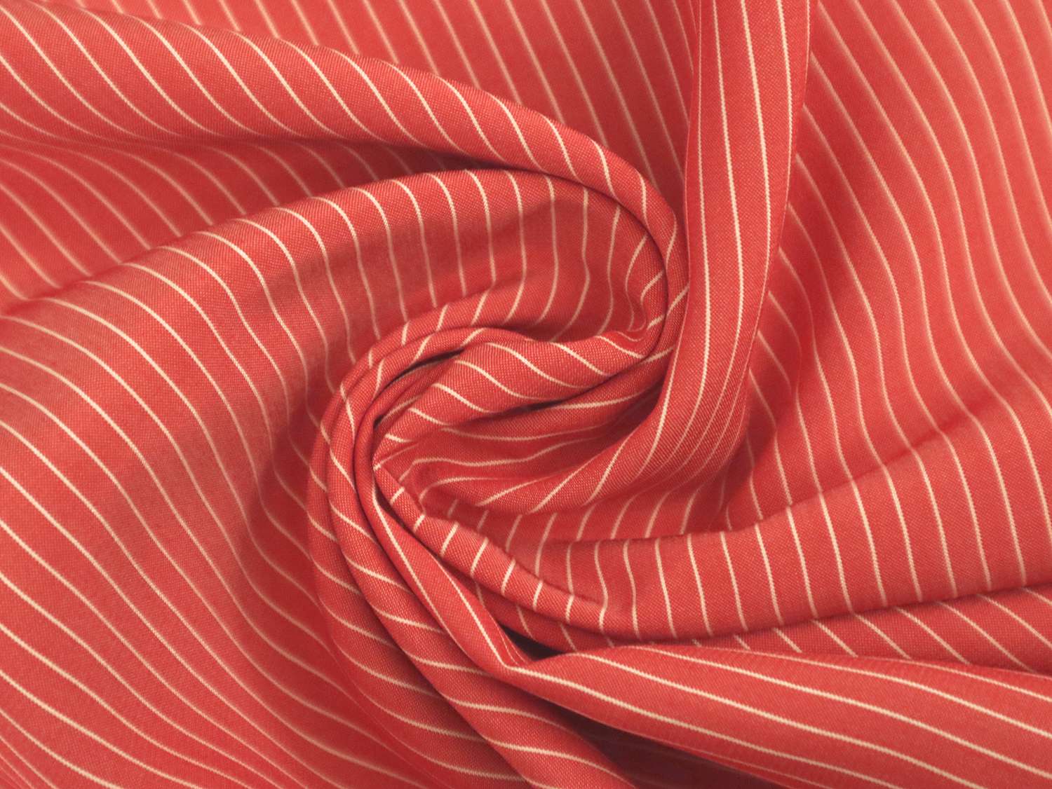 Silk Shirting in Red with White Stripes