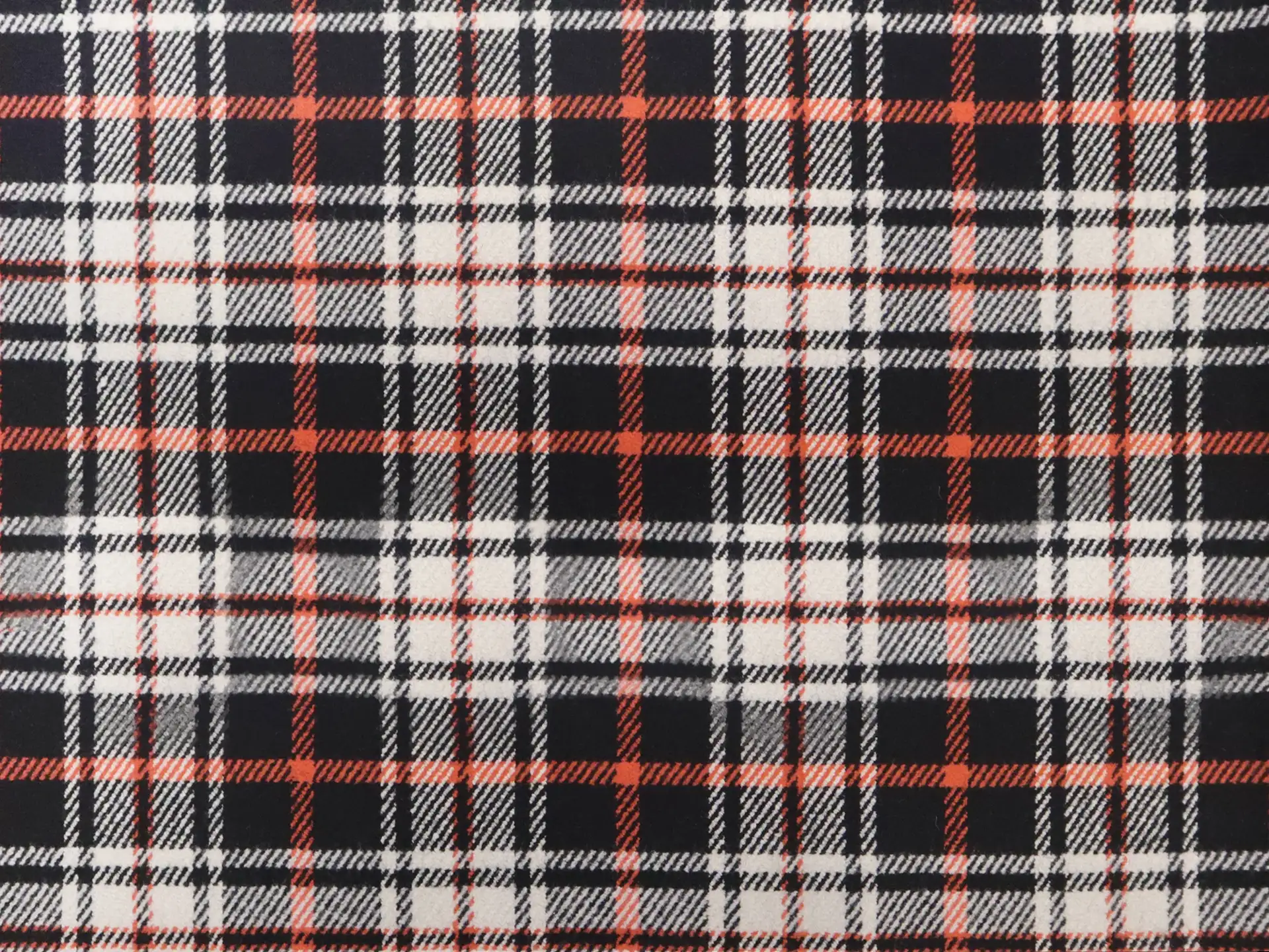 Italian Wool Plaid in Black White Orange