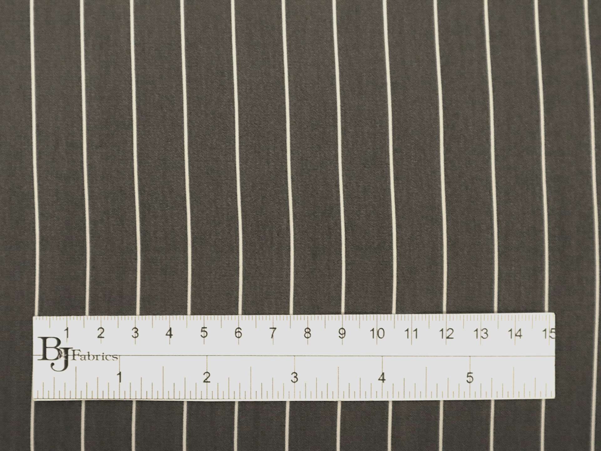 Silk Shirting in Graphite with White Stripes