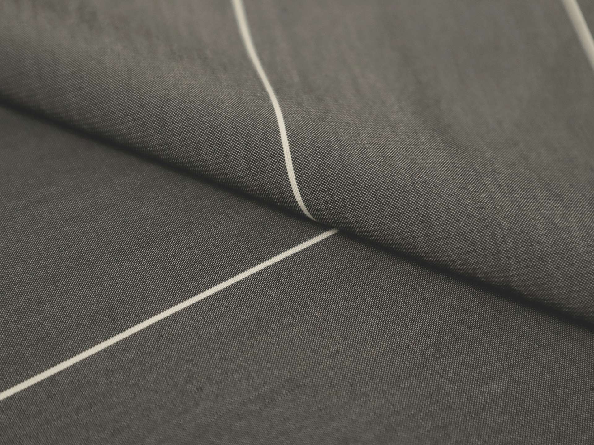 Silk Shirting in Graphite with White Stripes (Wide)