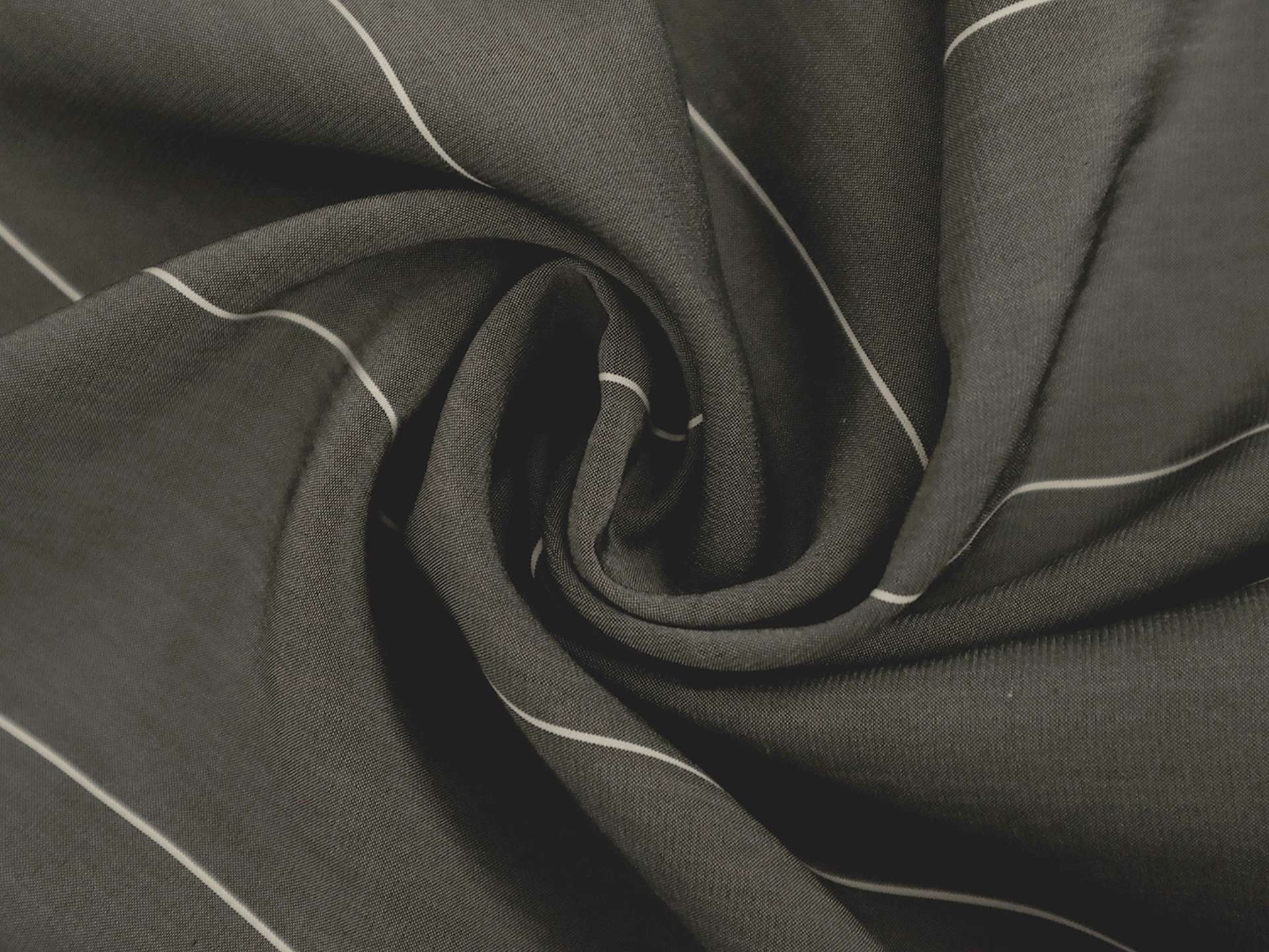 Silk Shirting in Graphite with White Stripes (Wide)