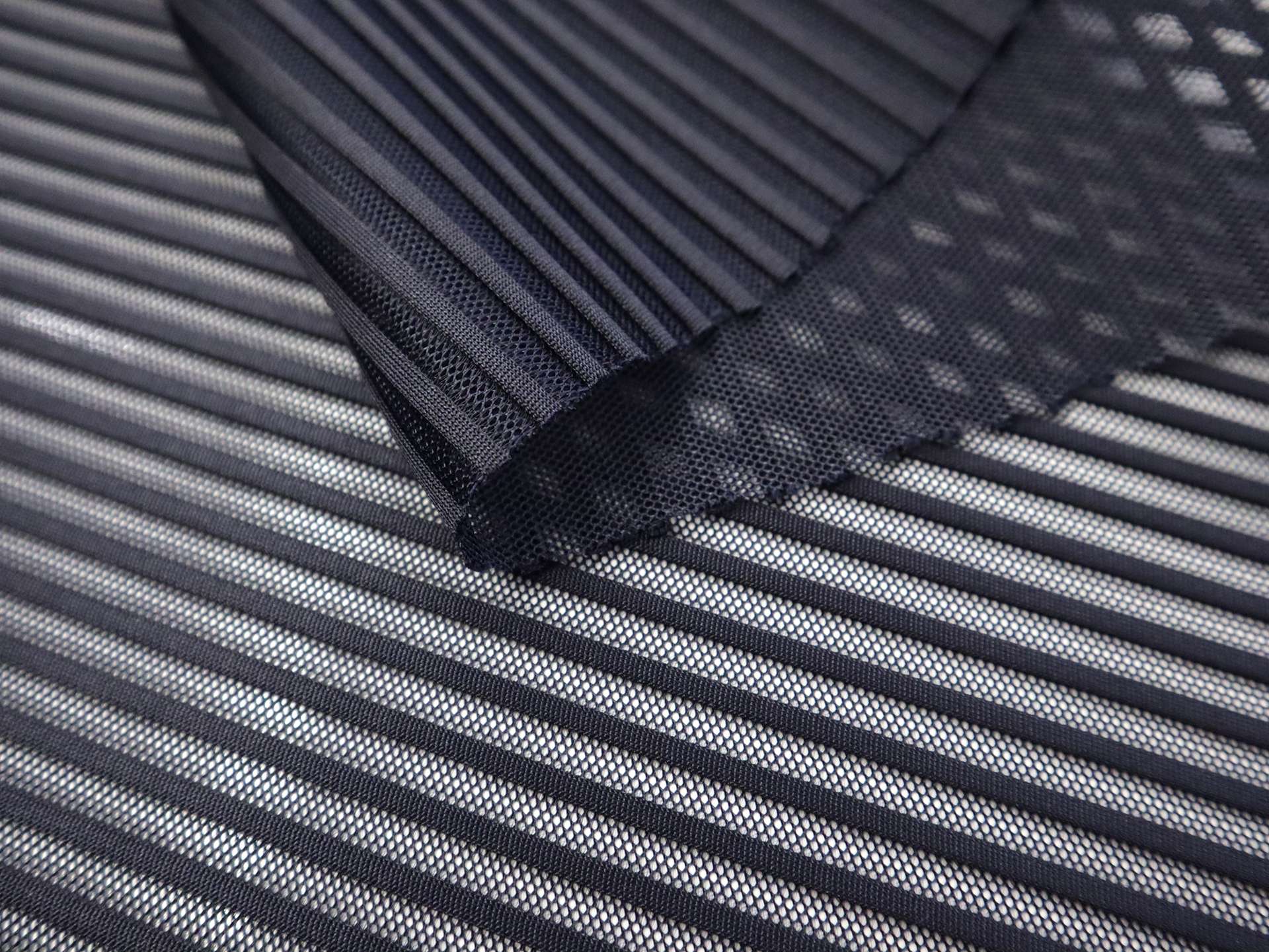 Striped Polyester Net in Midnight Navy