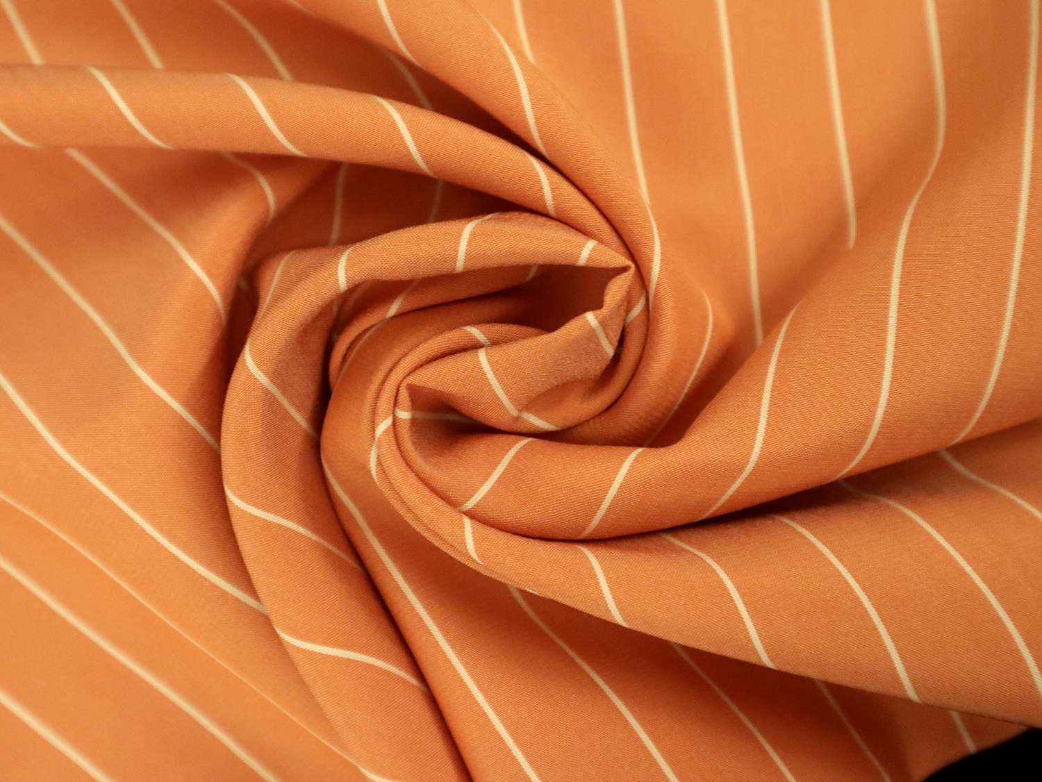 Silk Shirting in Orange with White Stripes