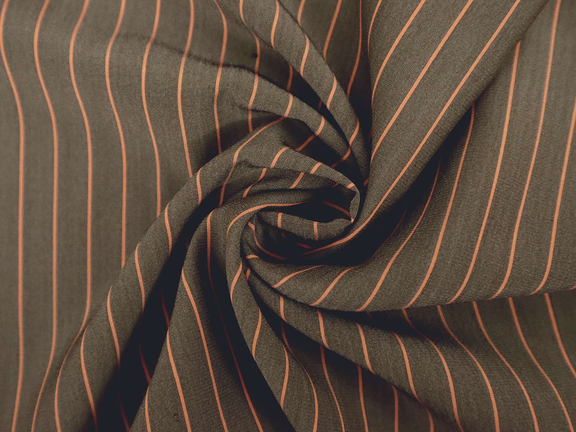 Silk Shirting in Graphite with Orange Stripe