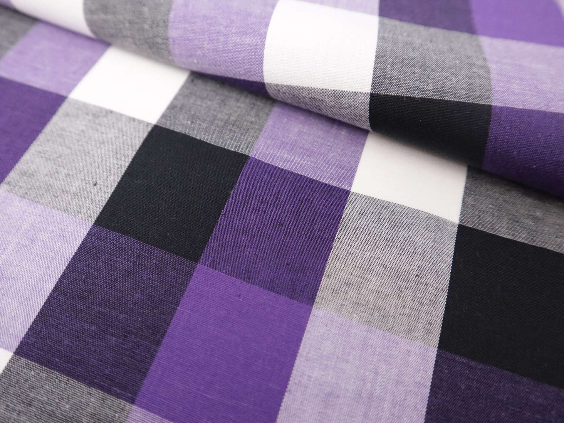 1.5" Cotton Gingham in Purple & Black