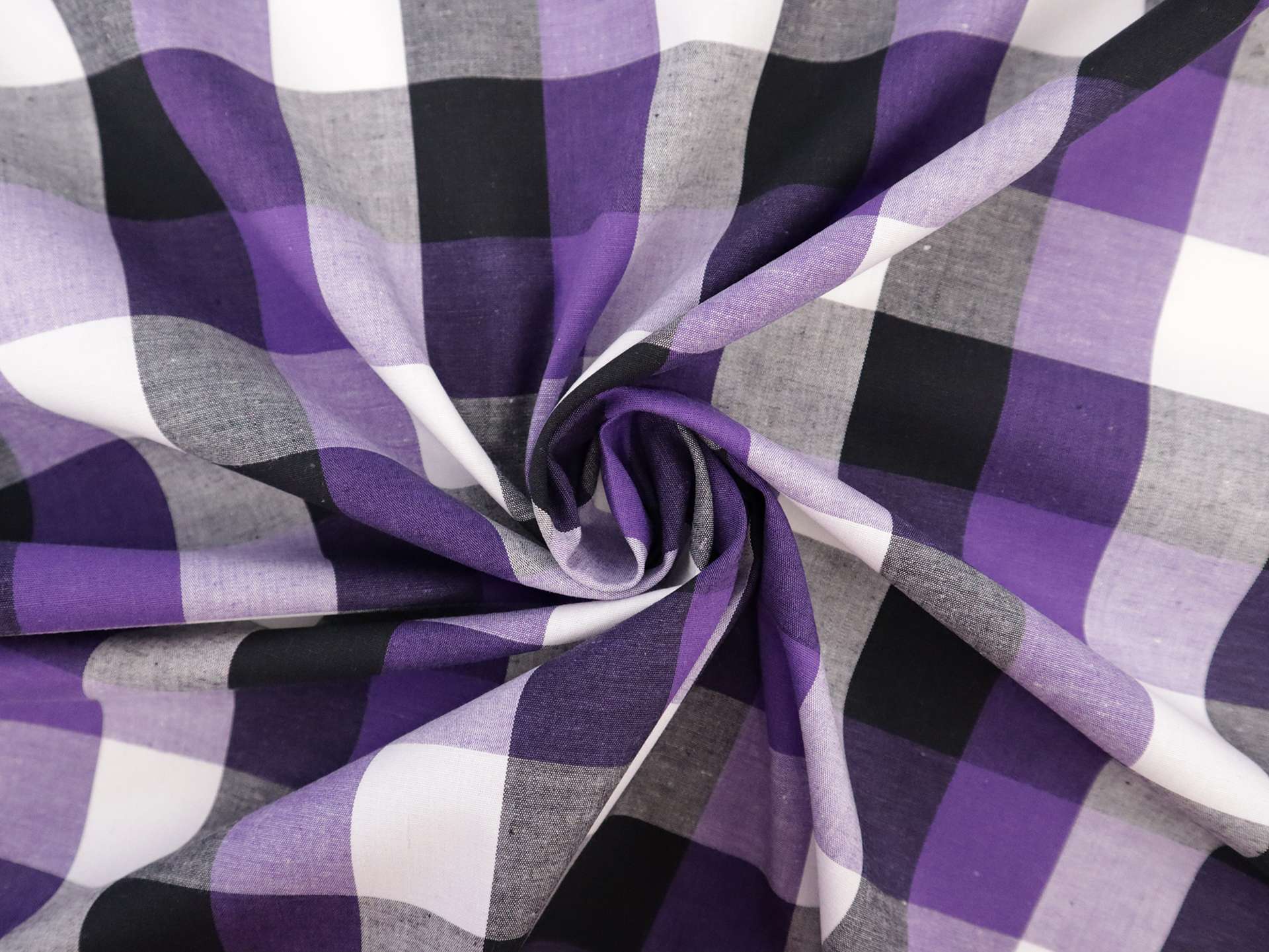 1.5" Cotton Gingham in Purple & Black