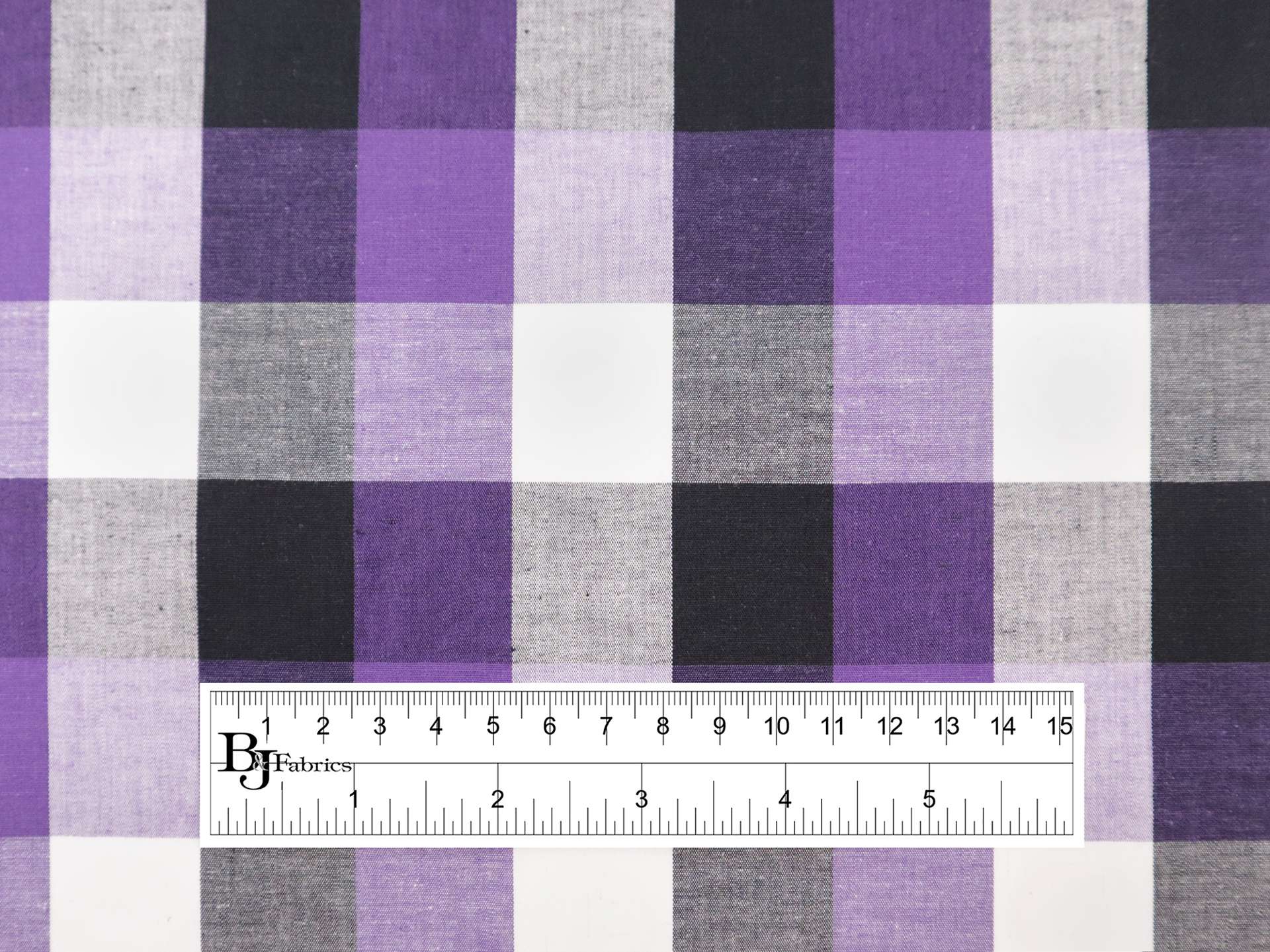 1.5" Cotton Gingham in Purple & Black