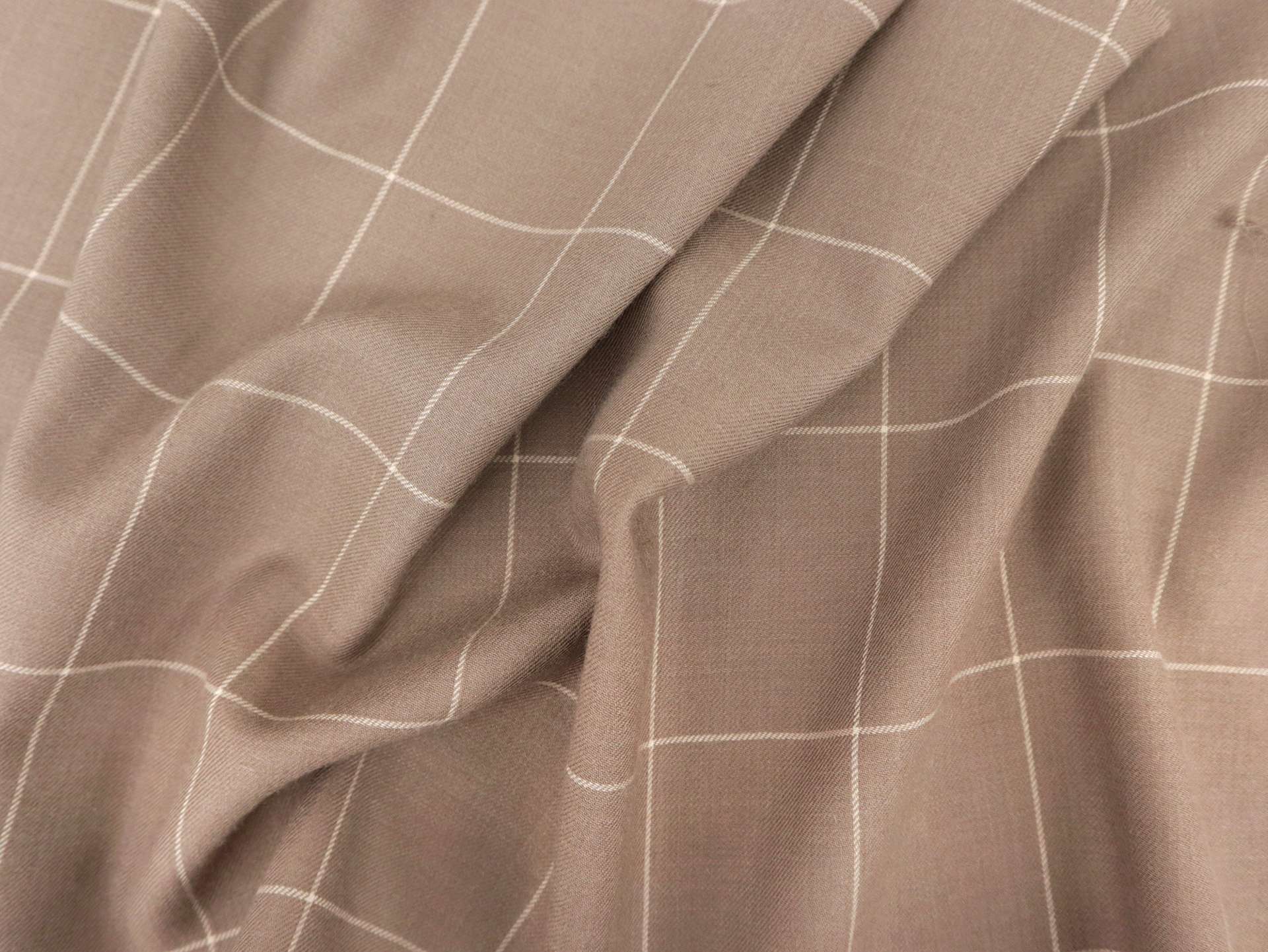 Cashmere Window Pane Challis in Taupe