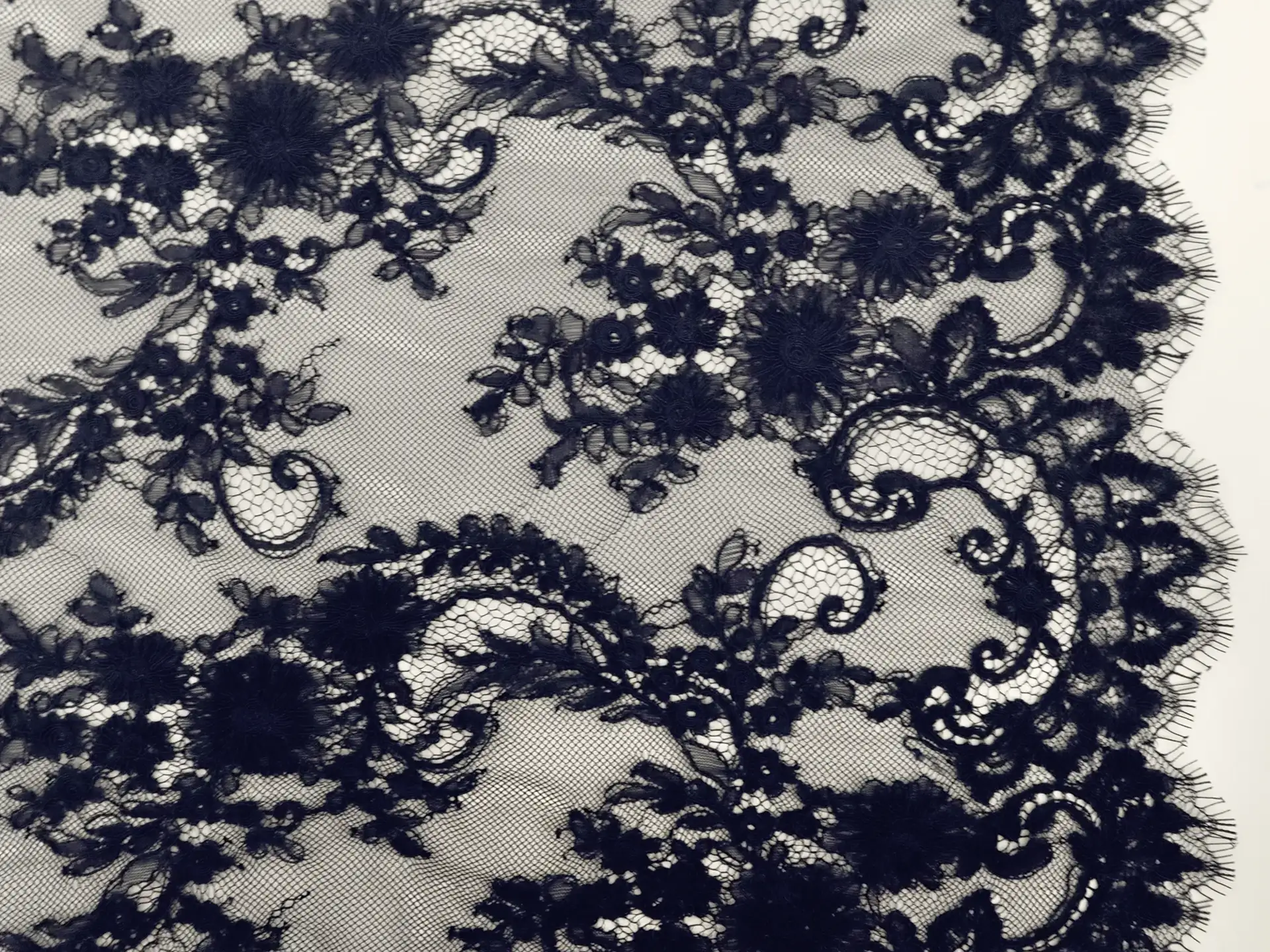 Alençon Floral Lace in Navy