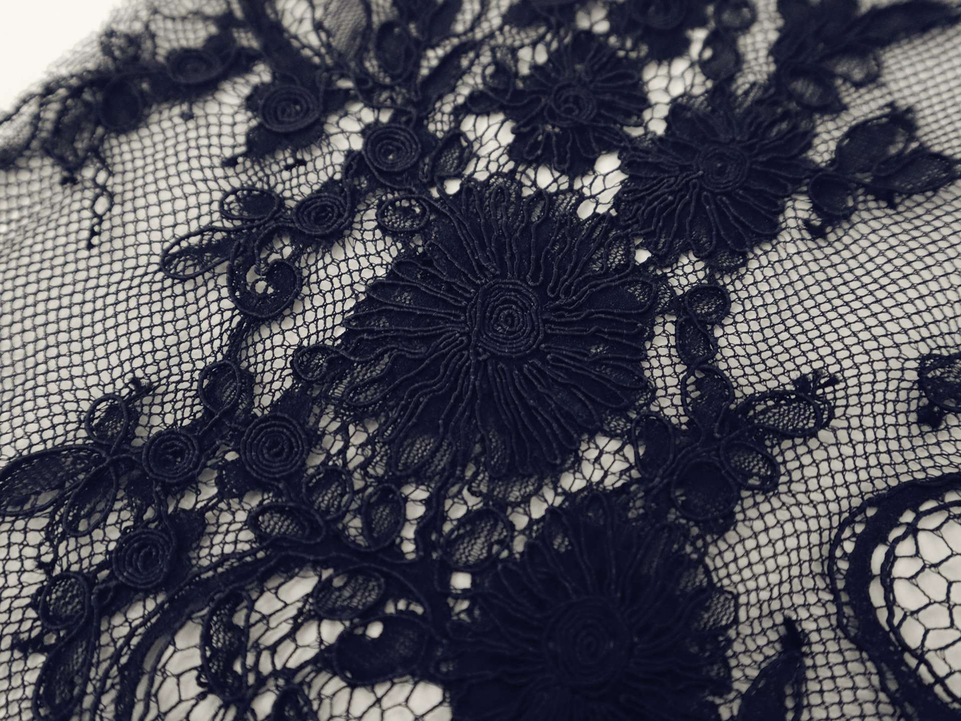 Alençon Floral Lace in Navy