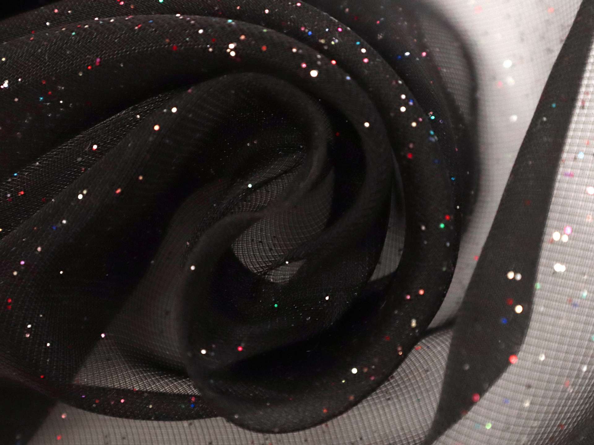 Nylon Blend Glitter Crinoline in Black and Multi-color