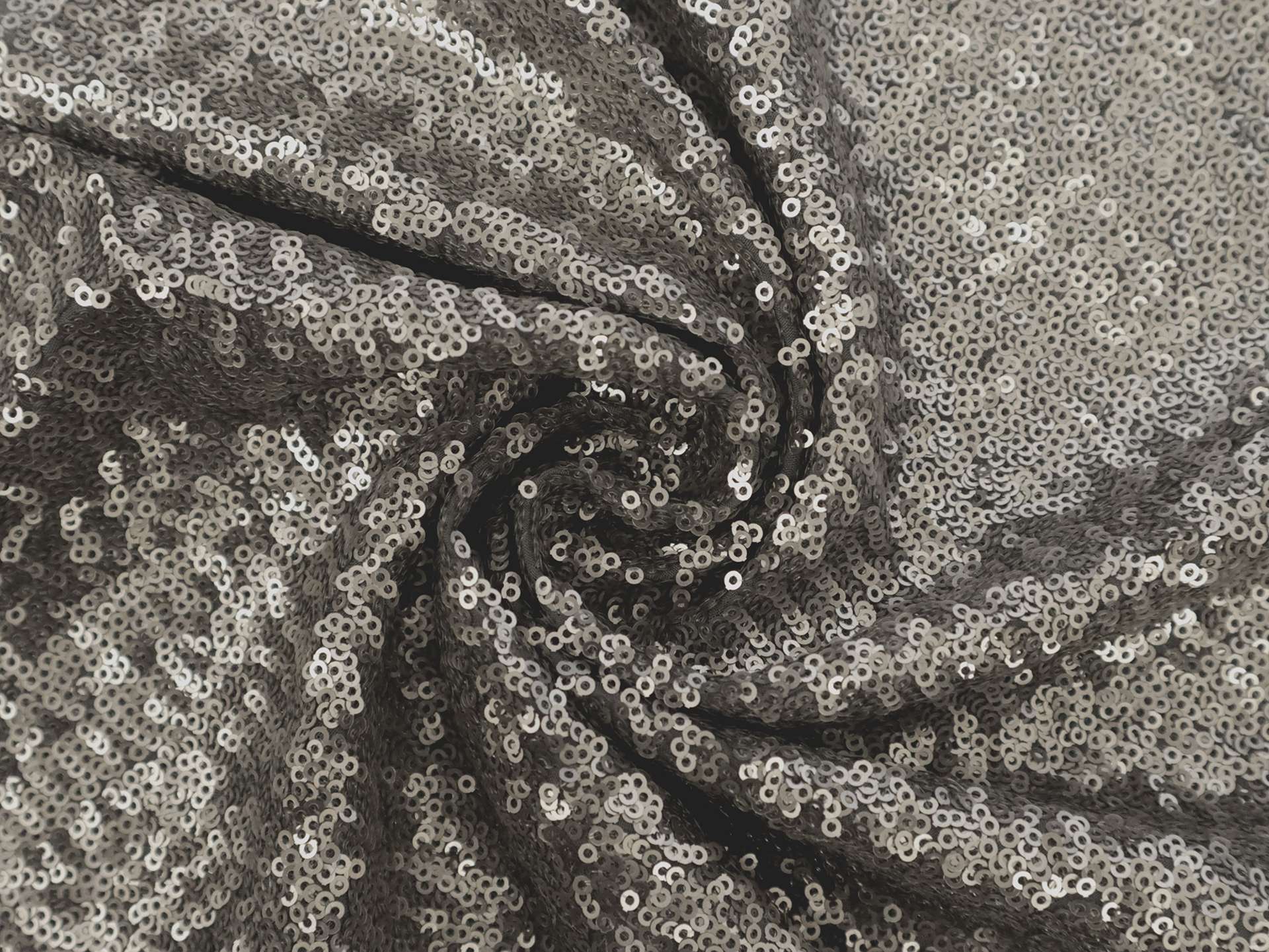 Sequins on Silk Chiffon in Pewter