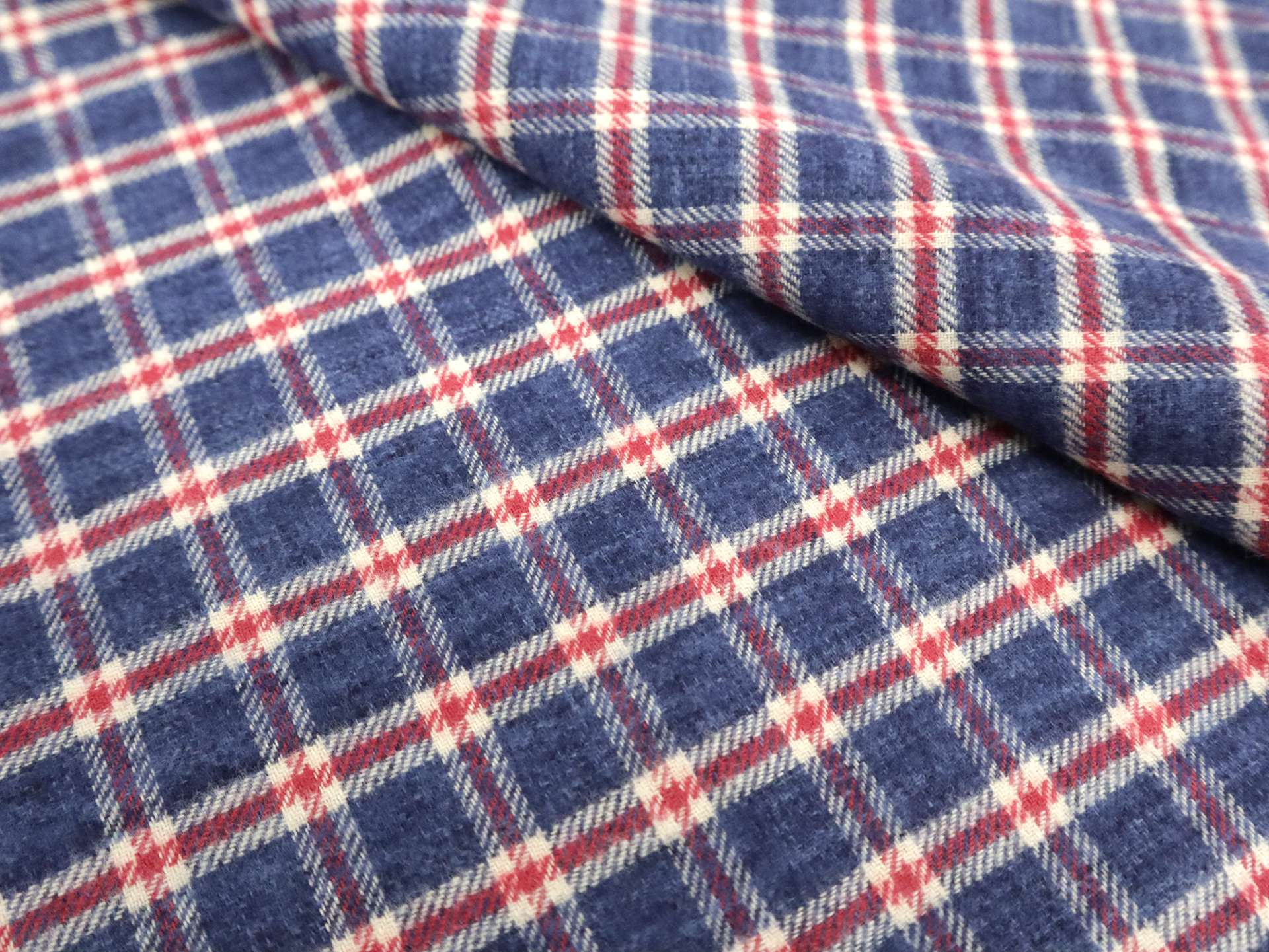 Japanese Cotton Flannel Check in Blue Raspberry