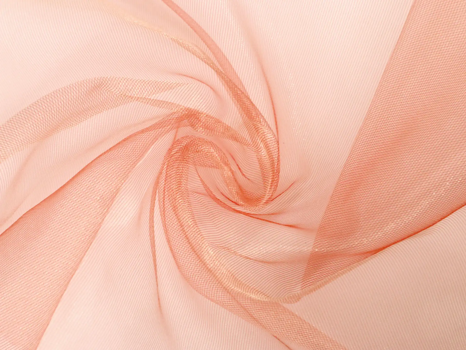 Iridescent Metallic Marquisette in Coral and Light Gold