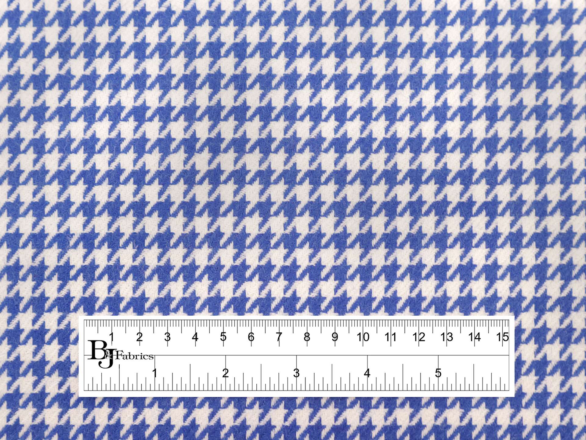 Italian Wool Houndstooth Suiting in Avio Blue & Ivory